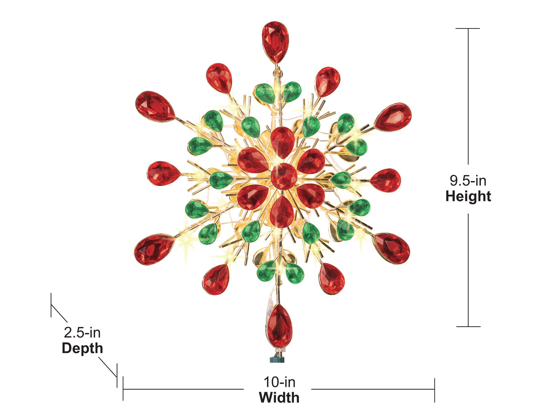 slide 2 of 6, GE 9.5-in Green, Red, Gold White Christmas Tree Topper, 1 ct