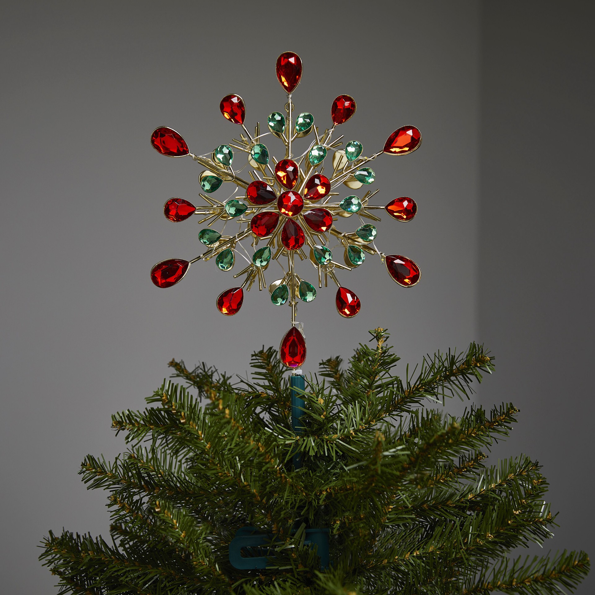 slide 3 of 6, GE 9.5-in Green, Red, Gold White Christmas Tree Topper, 1 ct