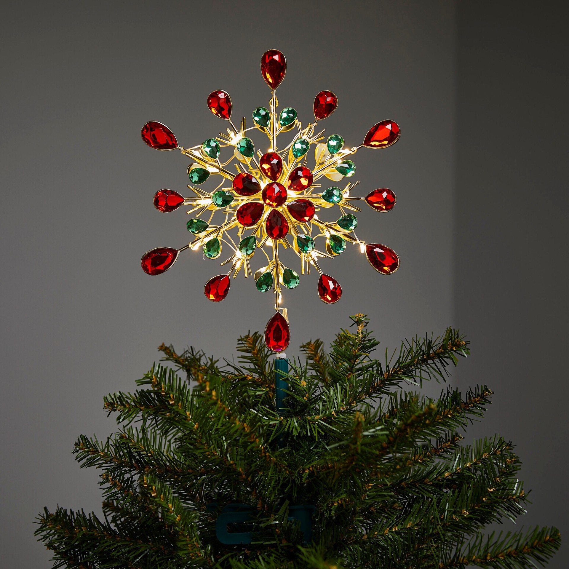 slide 4 of 6, GE 9.5-in Green, Red, Gold White Christmas Tree Topper, 1 ct