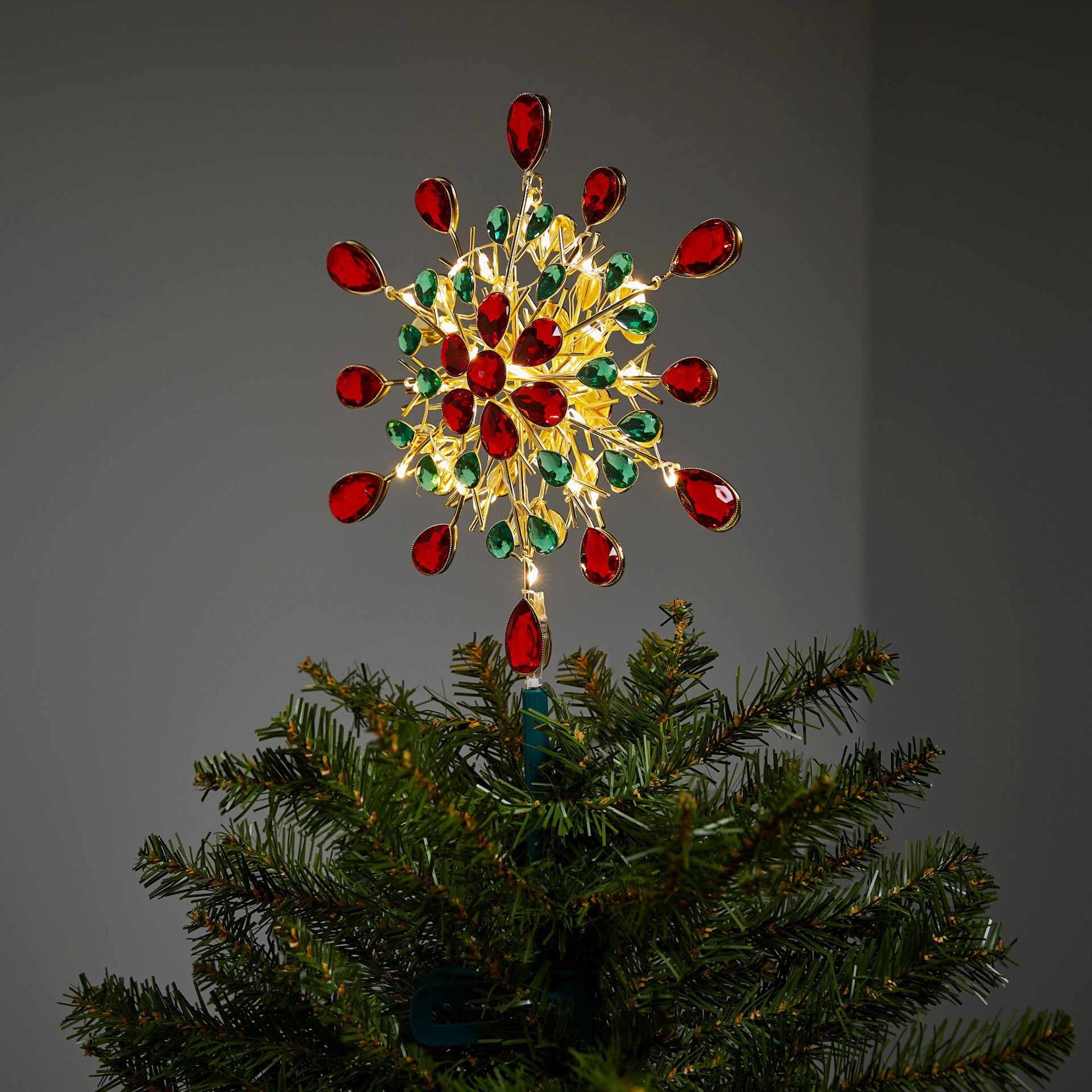 slide 6 of 6, GE 9.5-in Green, Red, Gold White Christmas Tree Topper, 1 ct