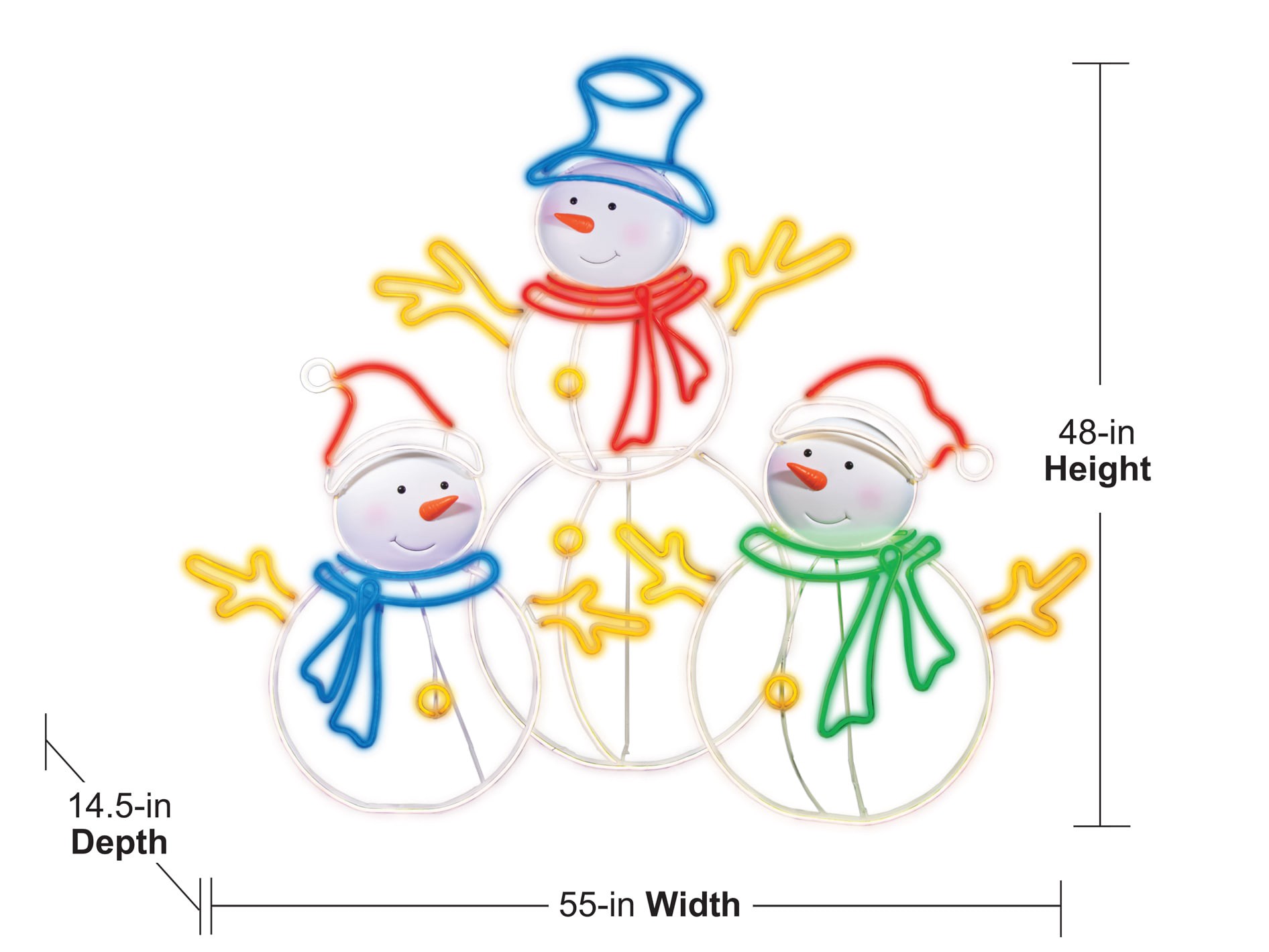 slide 3 of 6, GE 48-in Freestanding Snowman Yard decoration with Multicolor LED Lights, 1 ct