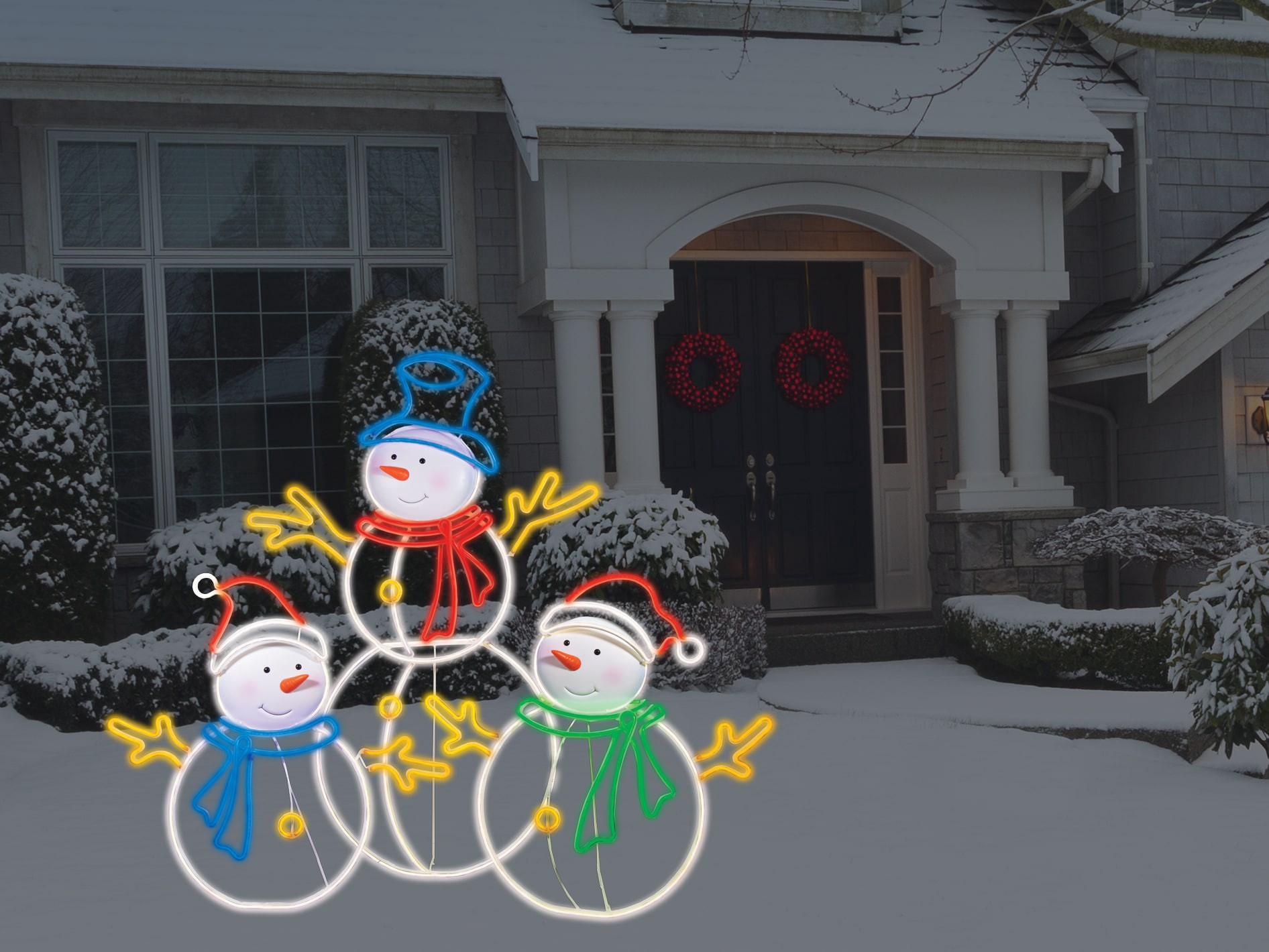 slide 4 of 6, GE 48-in Freestanding Snowman Yard decoration with Multicolor LED Lights, 1 ct