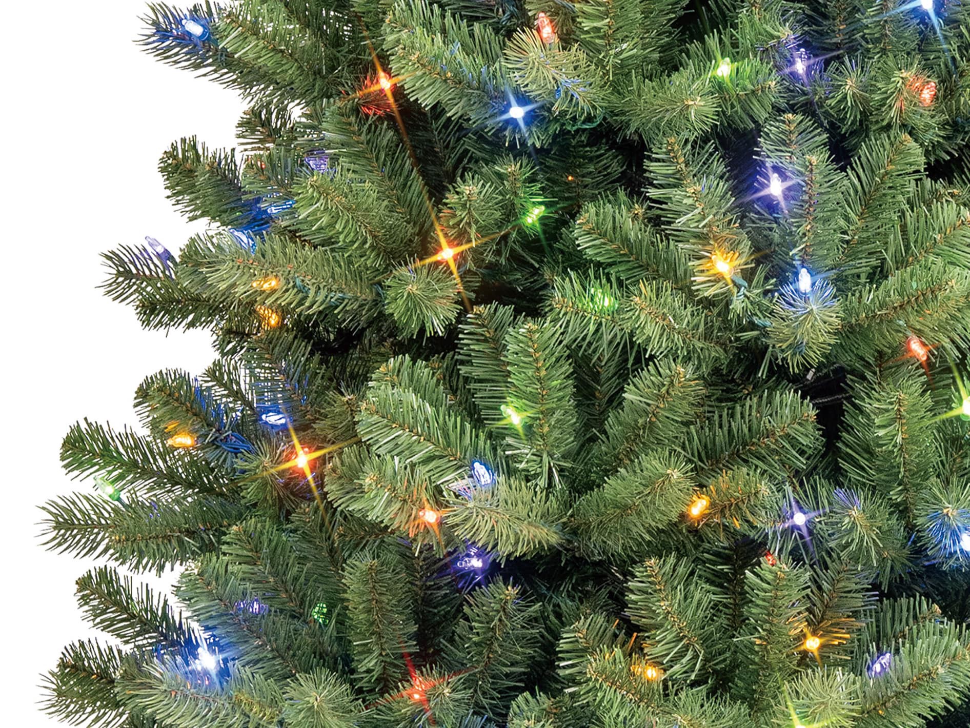 slide 4 of 6, GE 7-ft Colorado spruce Pre-lit Slim Artificial Christmas Tree with Multicolor LED Lights, 1 ct