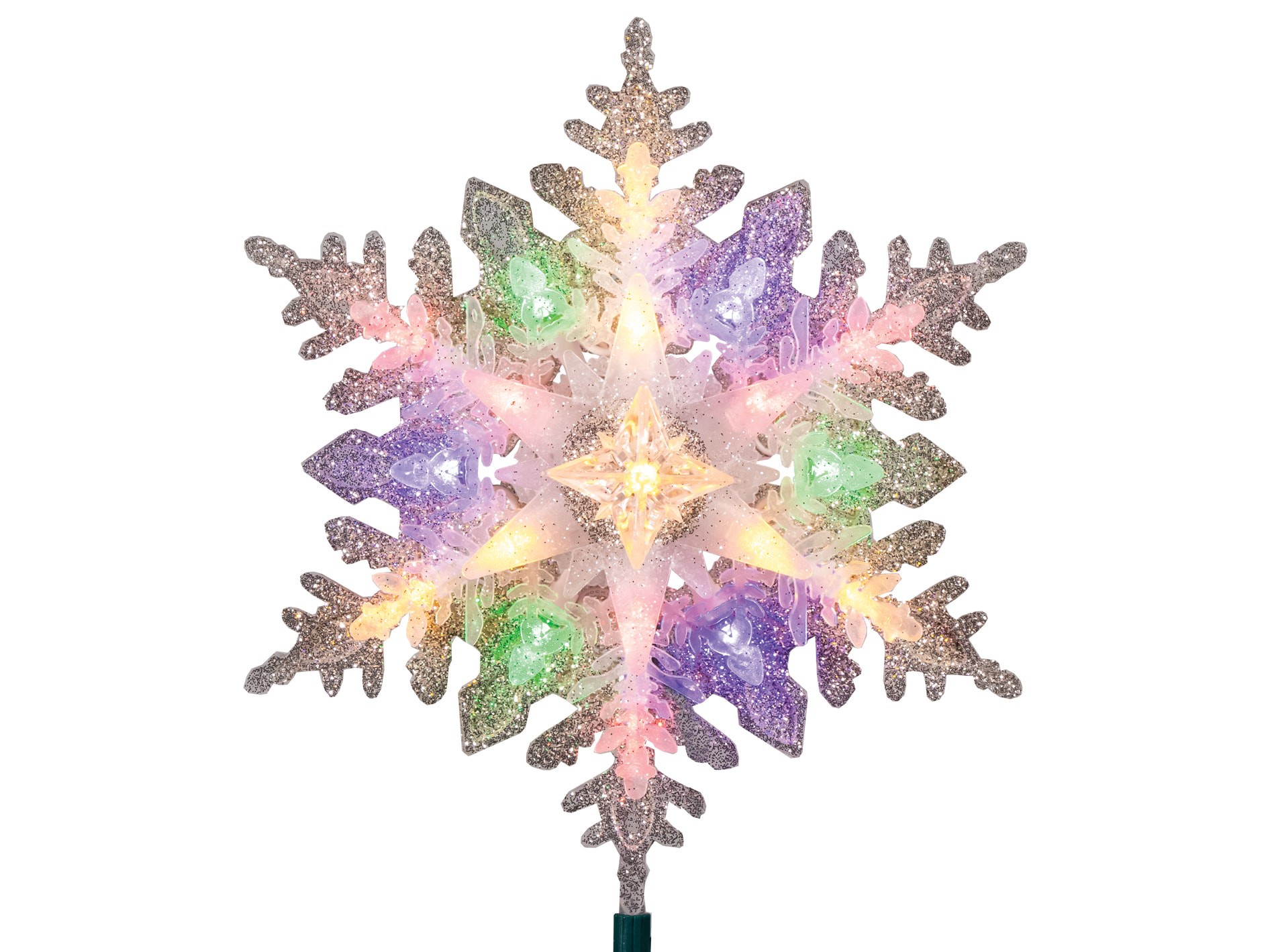 slide 2 of 6, GE 11-in Snowflake Silver Color Changing Christmas Tree Topper, 1 ct