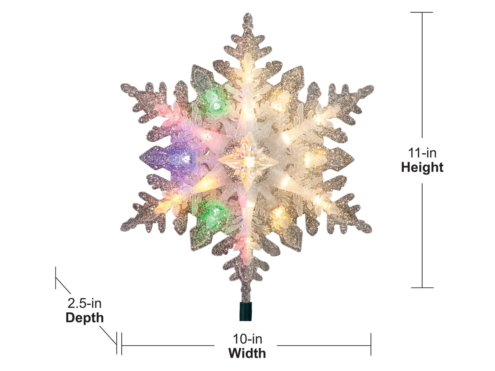 slide 3 of 6, GE 11-in Snowflake Silver Color Changing Christmas Tree Topper, 1 ct