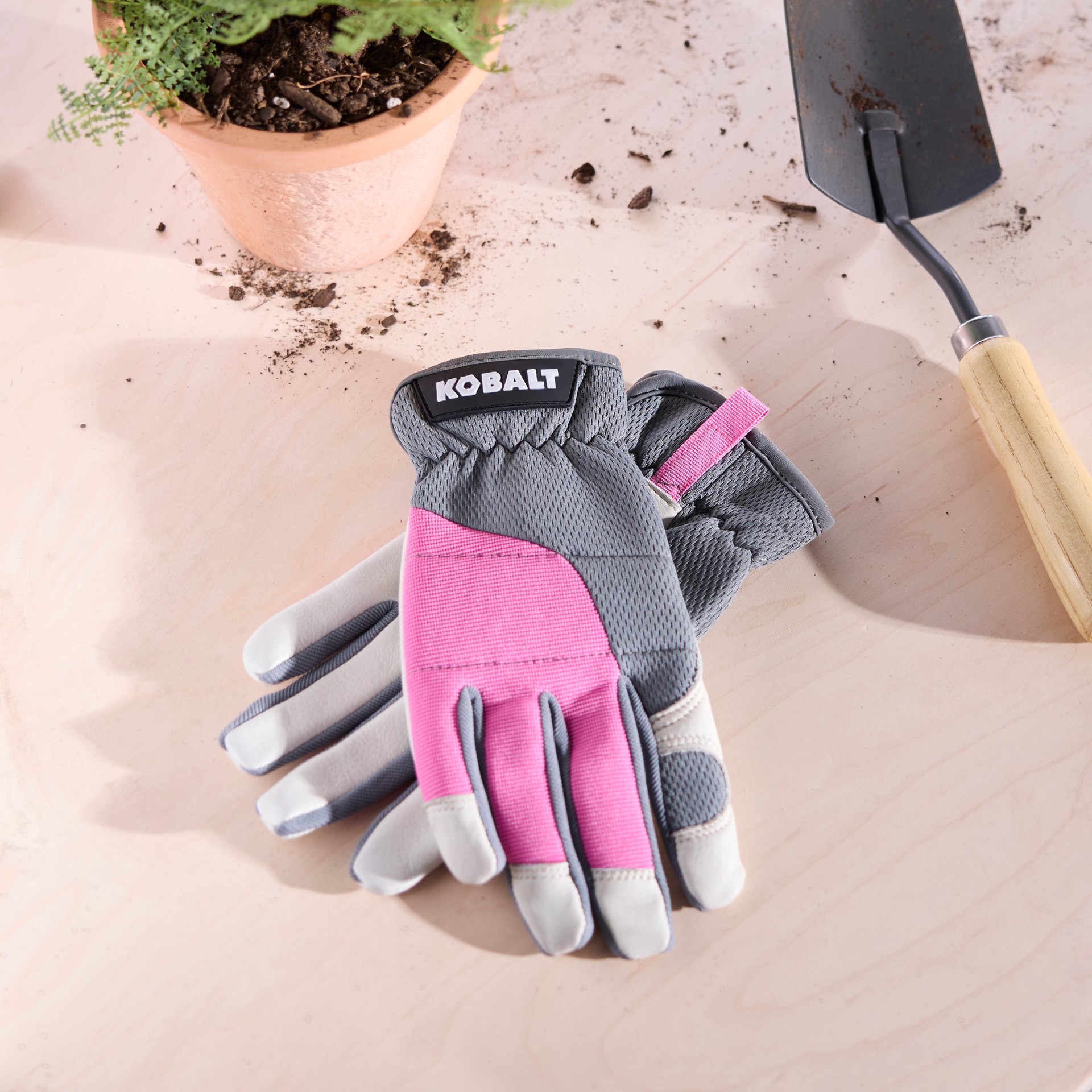 slide 4 of 6, Kobalt Small Pink Leather/Polyester Utility Gloves 1 -Pairs, 1 ct