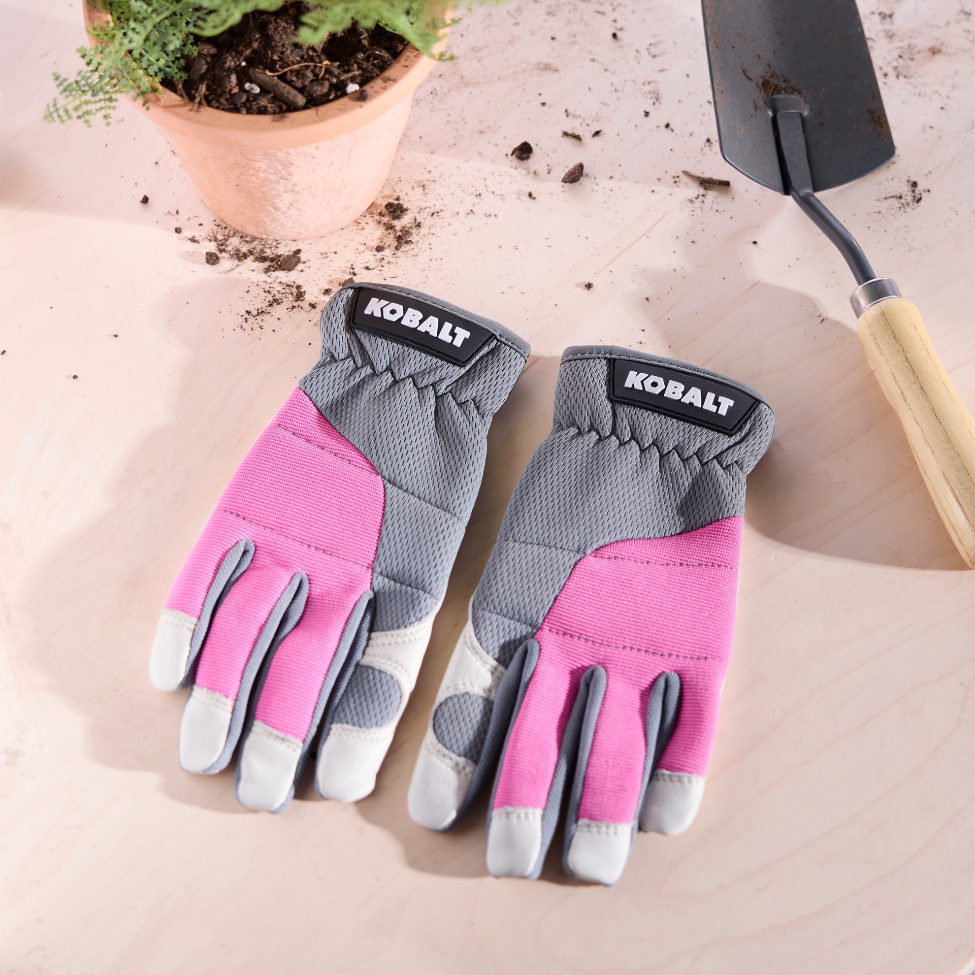 slide 5 of 6, Kobalt Small Pink Leather/Polyester Utility Gloves 1 -Pairs, 1 ct