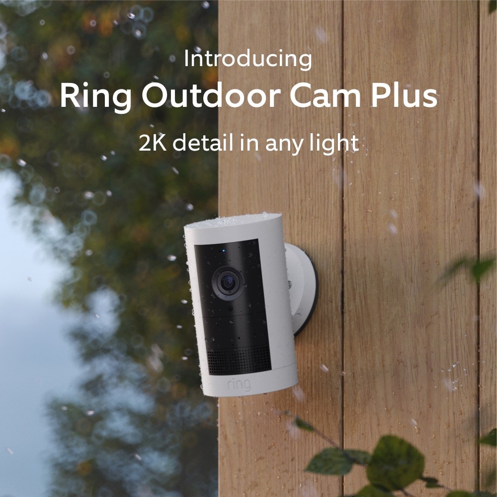 slide 2 of 6, Ring Outdoor Cam Plus, Battery with 2K Video and Ring Vision, Low-Light Sight, and Mount-Anywhere Versatility (White), 1 ct