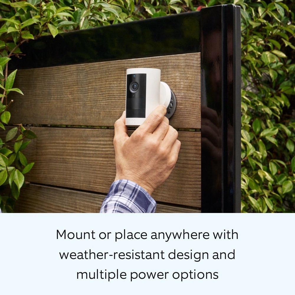 slide 4 of 6, Ring Outdoor Cam Plus, Battery with 2K Video and Ring Vision, Low-Light Sight, and Mount-Anywhere Versatility (White), 1 ct