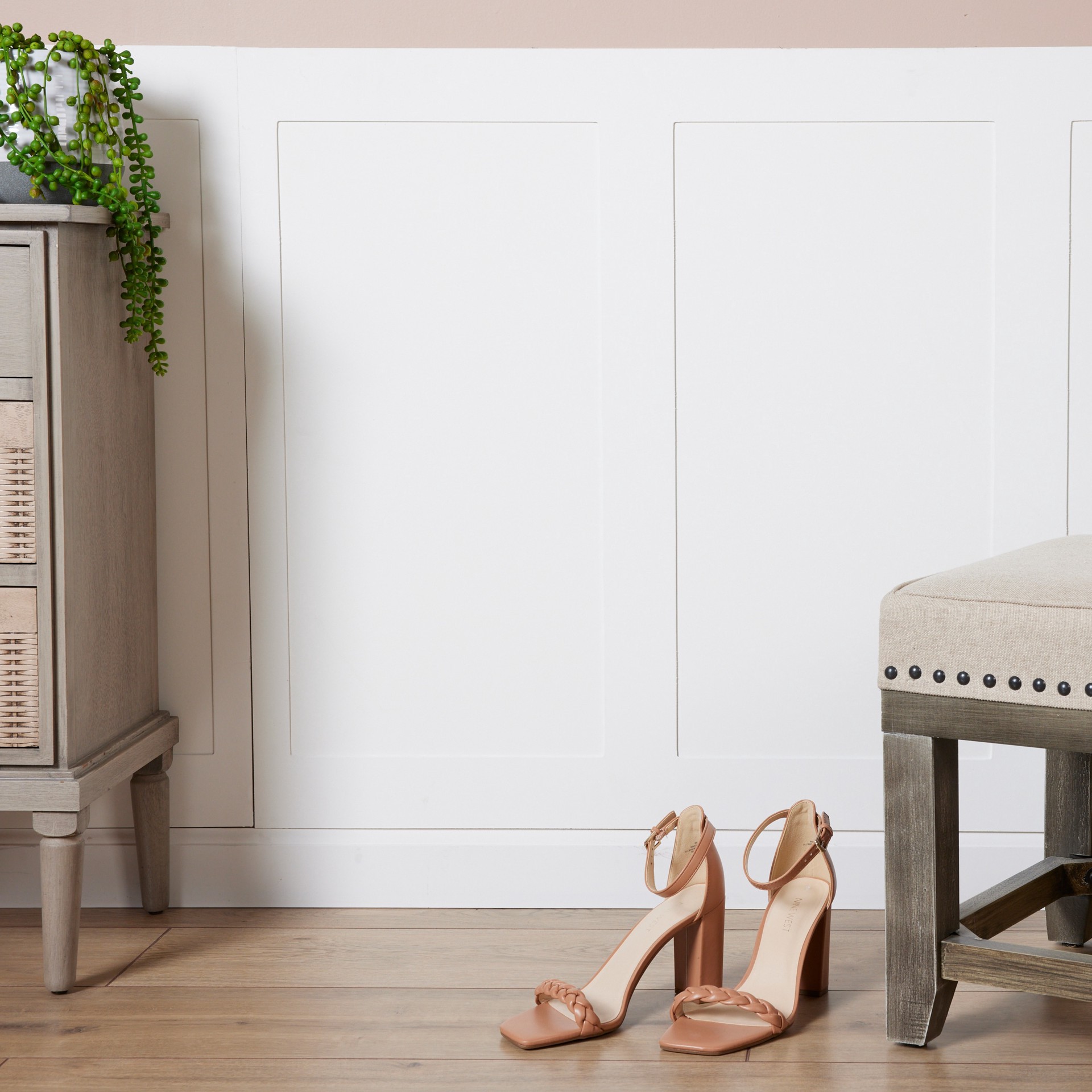 slide 5 of 6, Style Selections 48-in x 32-in Smooth Shaker Style White MDF Wainscoting Geometric Wall Panel ( 10.67-sq ft ), 1 ct