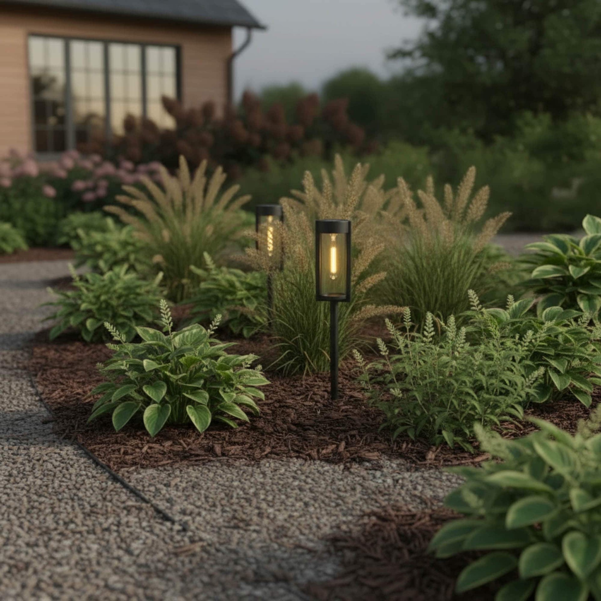 slide 4 of 6, Harbor Breeze 15 -Lumens Matte Black Solar LED Outdoor Path Light ( 3000-K ), 1 ct