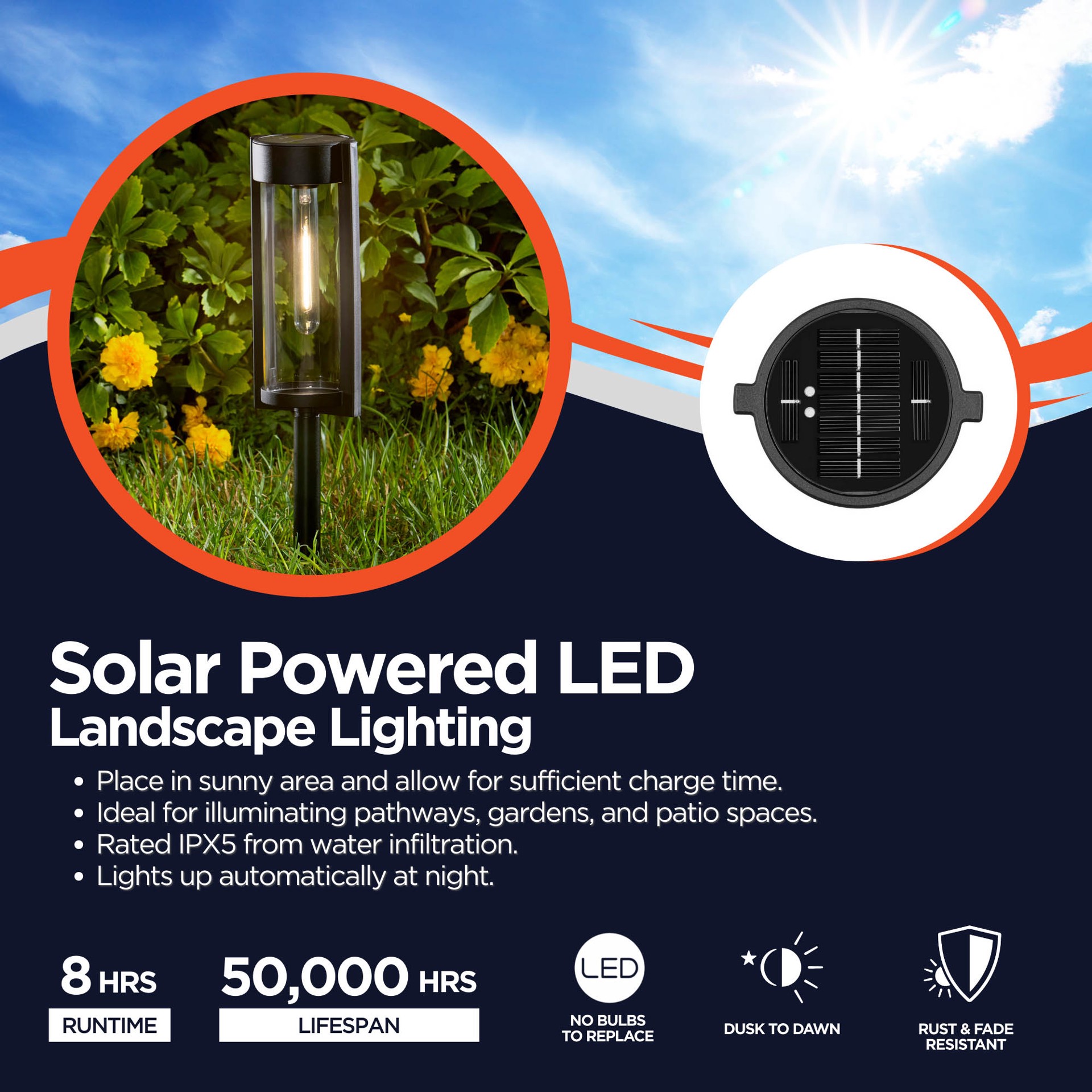 slide 6 of 6, Harbor Breeze 15 -Lumens Matte Black Solar LED Outdoor Path Light ( 3000-K ), 1 ct