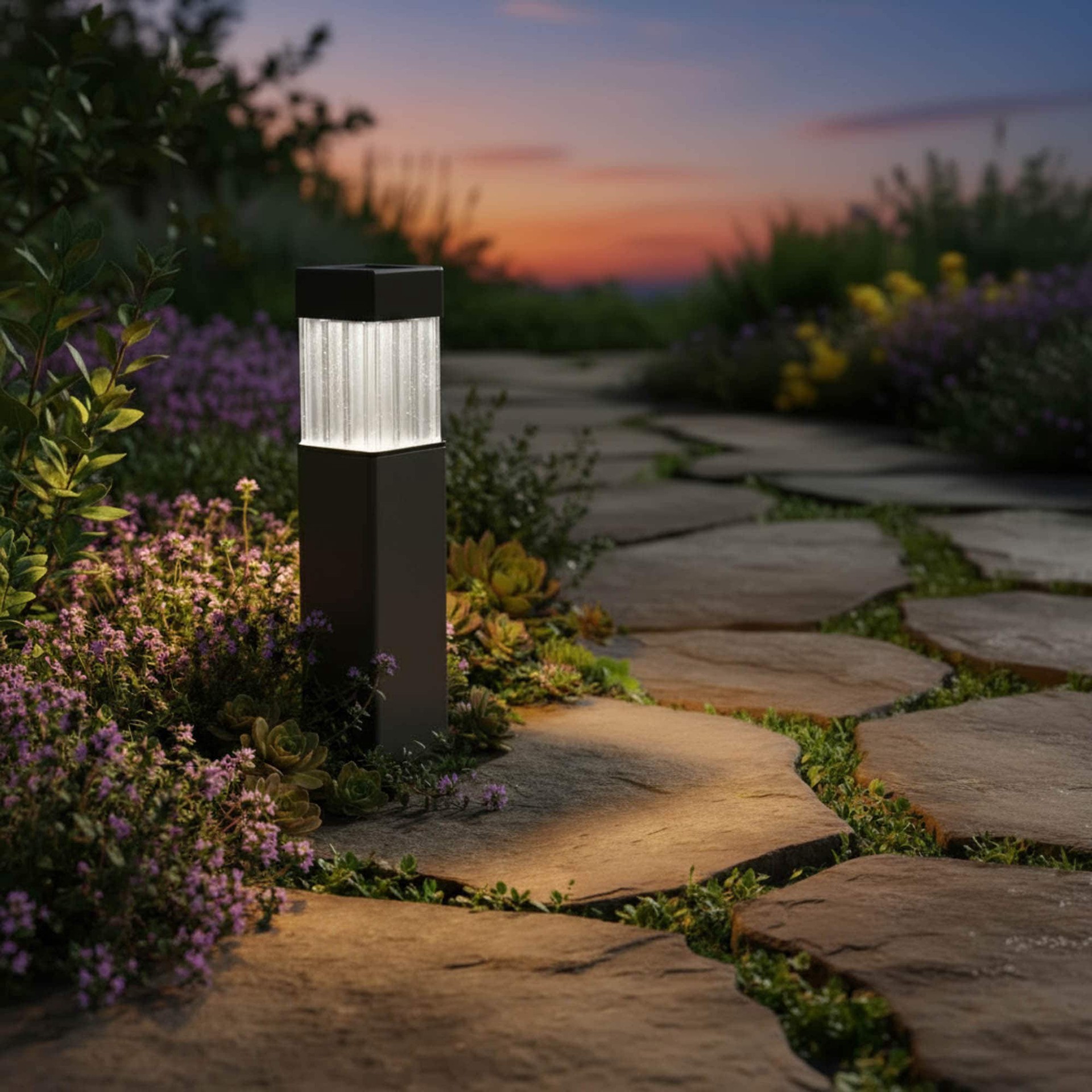 slide 4 of 6, Harbor Breeze 5 -Lumens 0.03 -Watt Matte Black Solar LED Outdoor Path Light ( 3000-K ), 1 ct