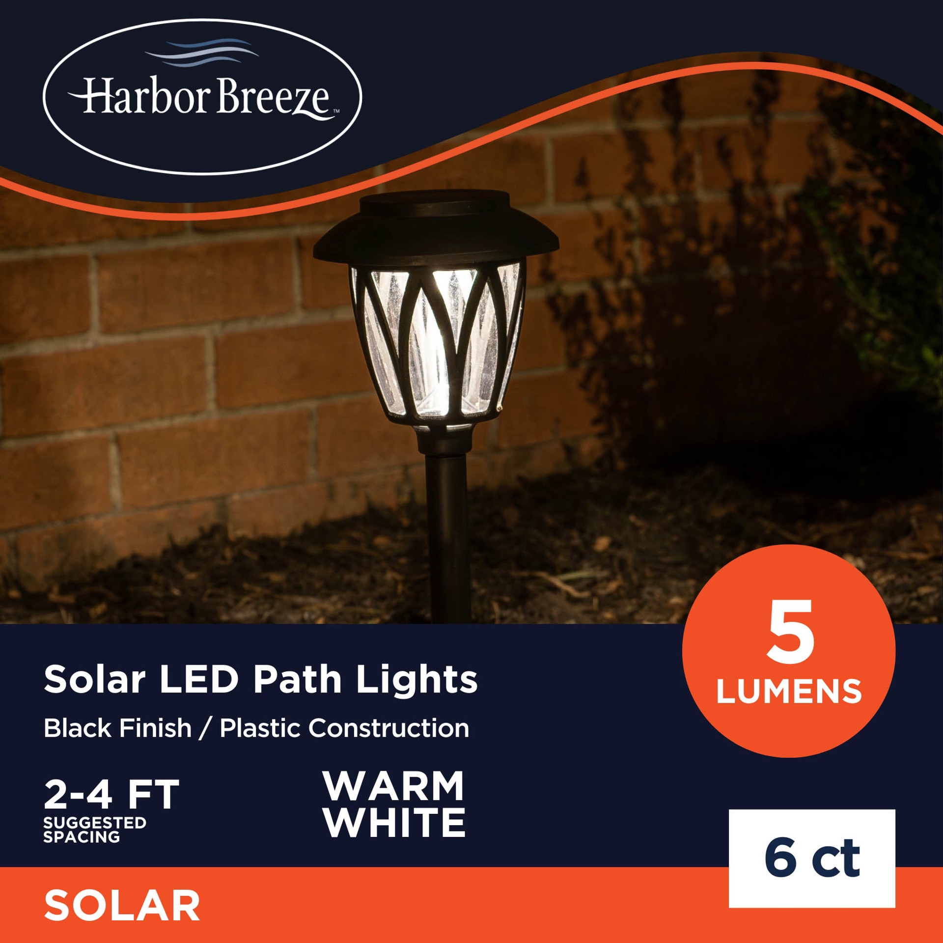 slide 3 of 6, Harbor Breeze 6 -Pack 5 -Lumens Matte Black Solar LED Outdoor Path Light Kit ( 3000-K ), 1 ct