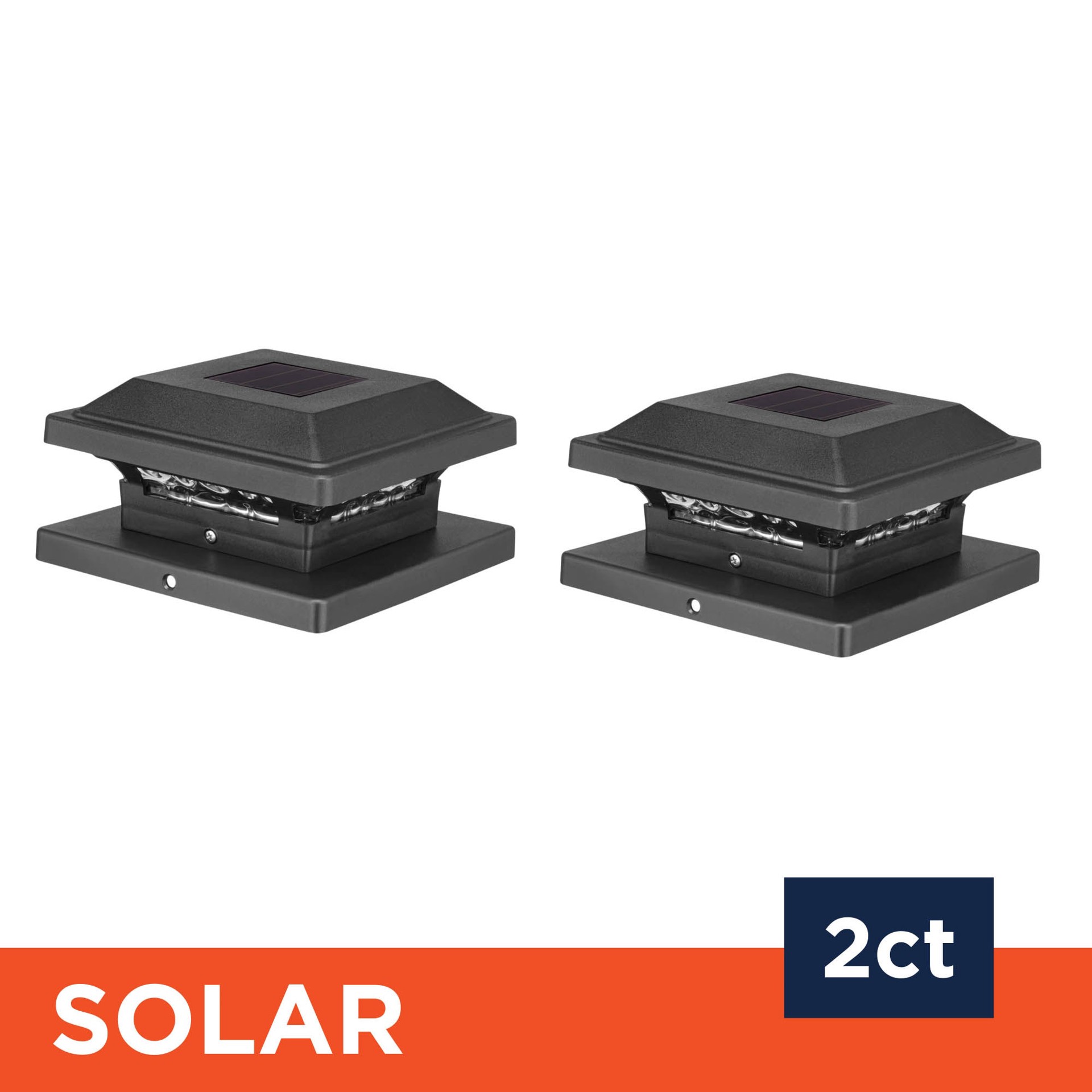 slide 2 of 6, Harbor Breeze Solar 4-in x 4-in Matte Black LED Outdoor Post cap light 2 -Pack, 1 ct