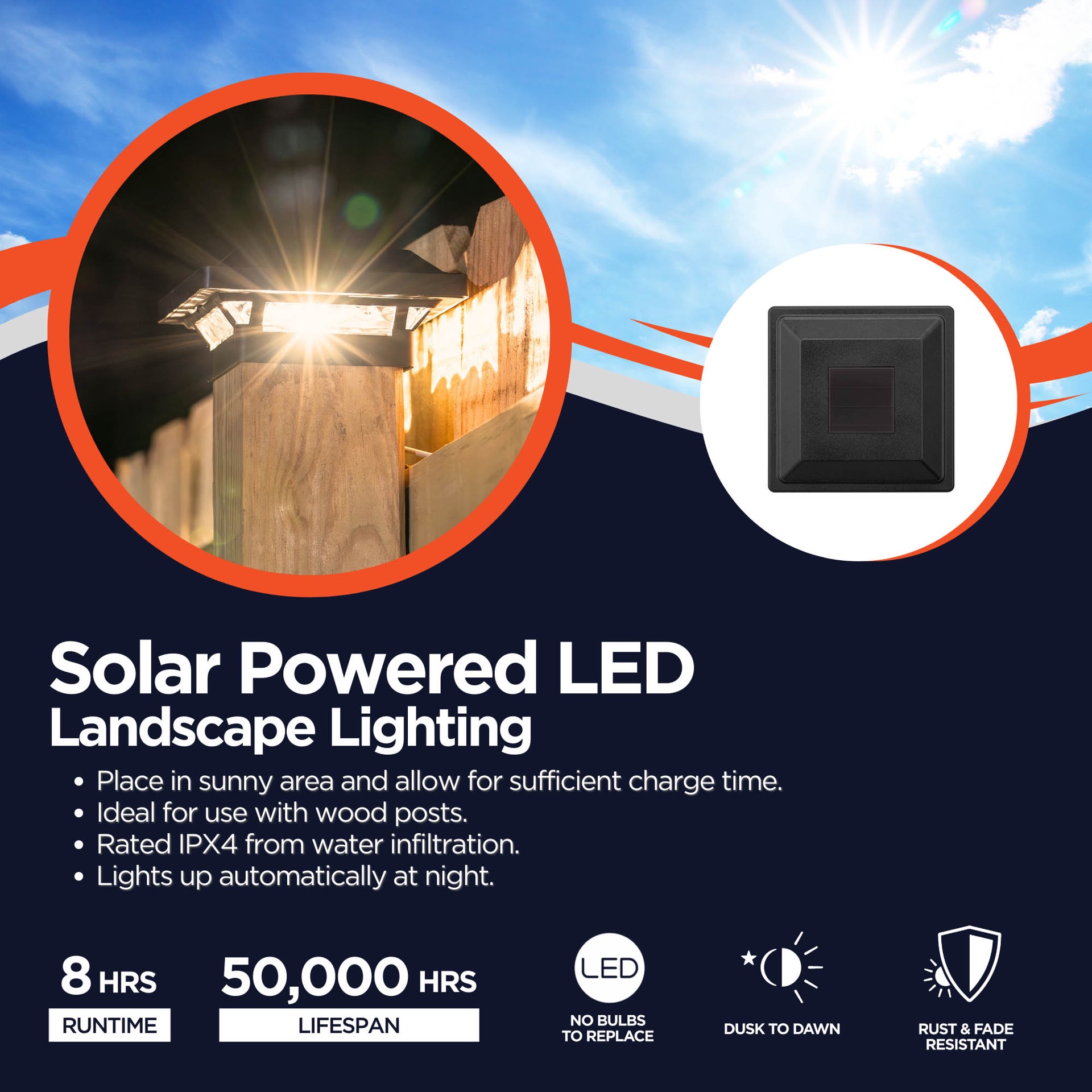 slide 6 of 6, Harbor Breeze Solar 4-in x 4-in Matte Black LED Outdoor Post cap light 2 -Pack, 1 ct