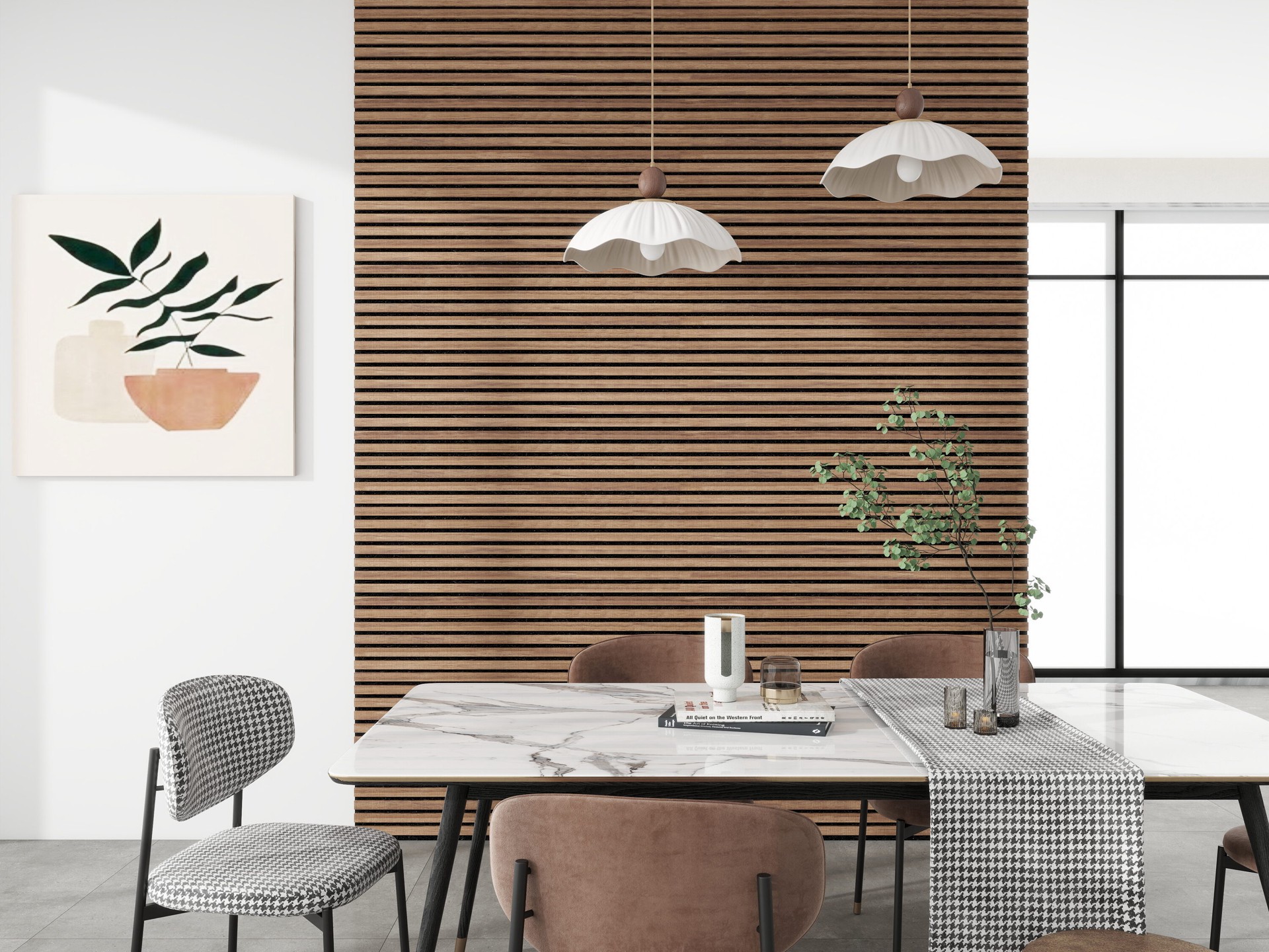 slide 6 of 6, Origin 21 47.24-in x 11.22-in Walnut Veneer Acoustical Sound Absorbing Panel, 1 ct