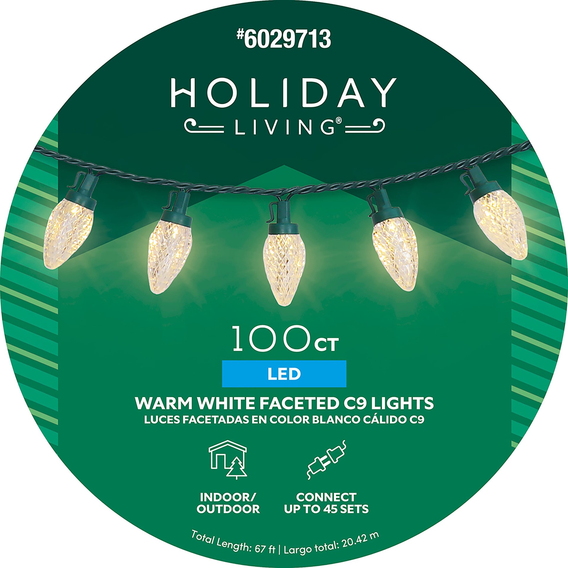slide 5 of 5, Holiday Living 100-count 66-ft Warm White LED String Christmas Lights, 1 ct