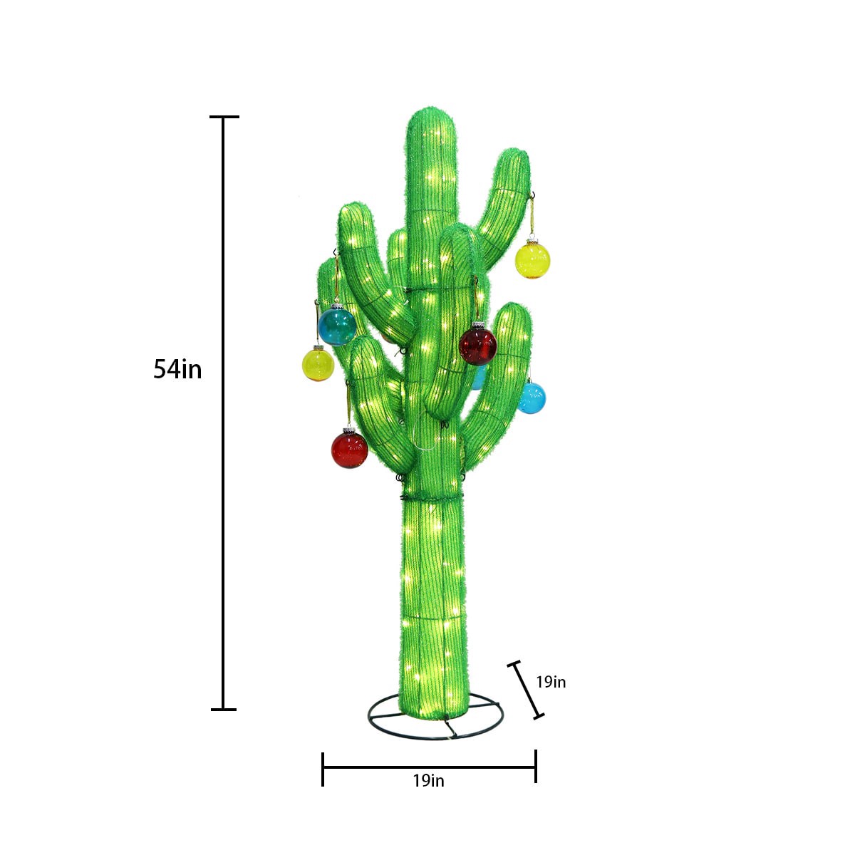 slide 4 of 4, Holiday Living 4.5-ft LED Cactus with Ornaments Yard Decoration, 1 ct