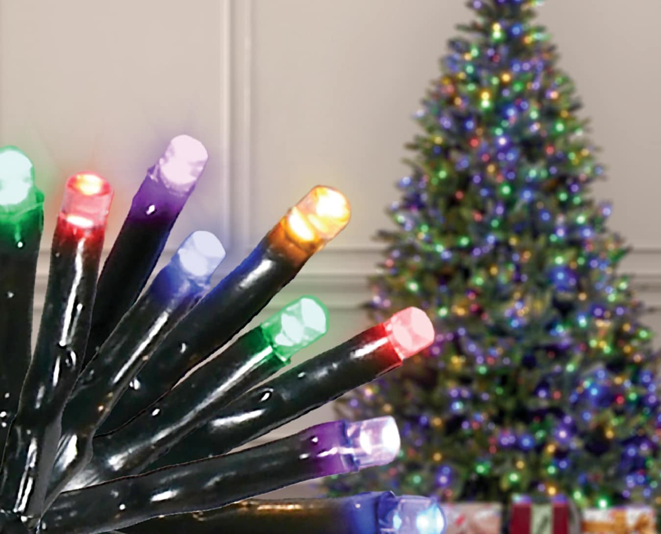 slide 3 of 3, Holiday Living 150 -Count 31-ft Multi-function Multicolor LED Plug-In Christmas String Lights Timer, 1 ct