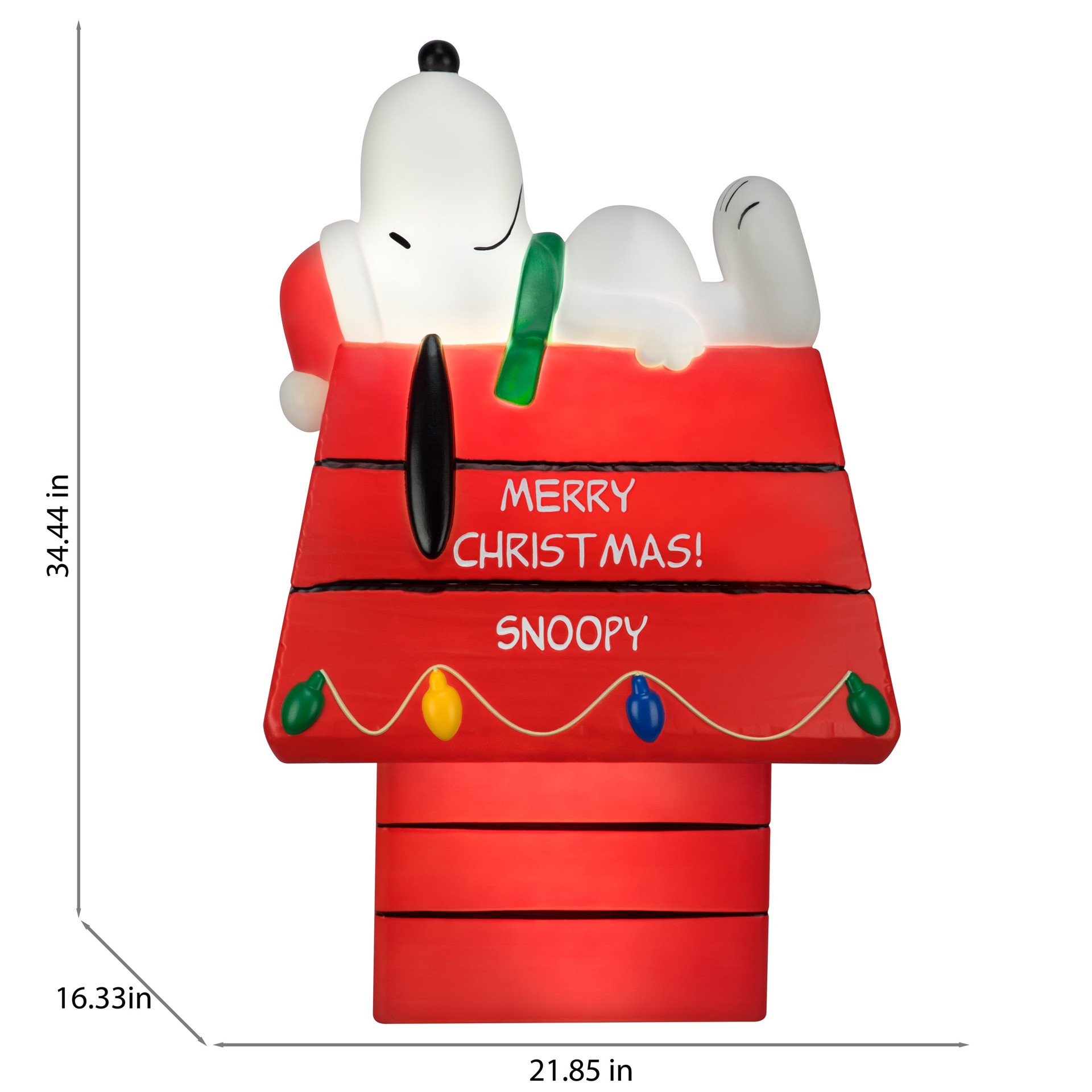 slide 3 of 6, Peanuts 3-ft LED Snoopy Doghouse Christmas Blow Mold, 1 ct