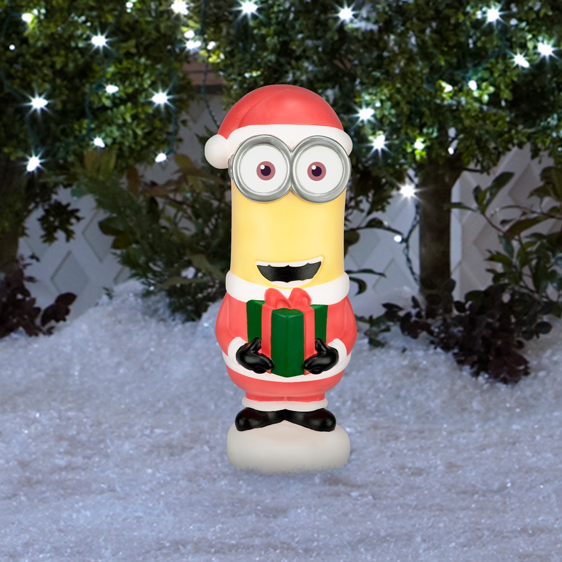 slide 6 of 6, Universal 2-ft LED Minion Kevin with Gift Box Blow Mold, 1 ct