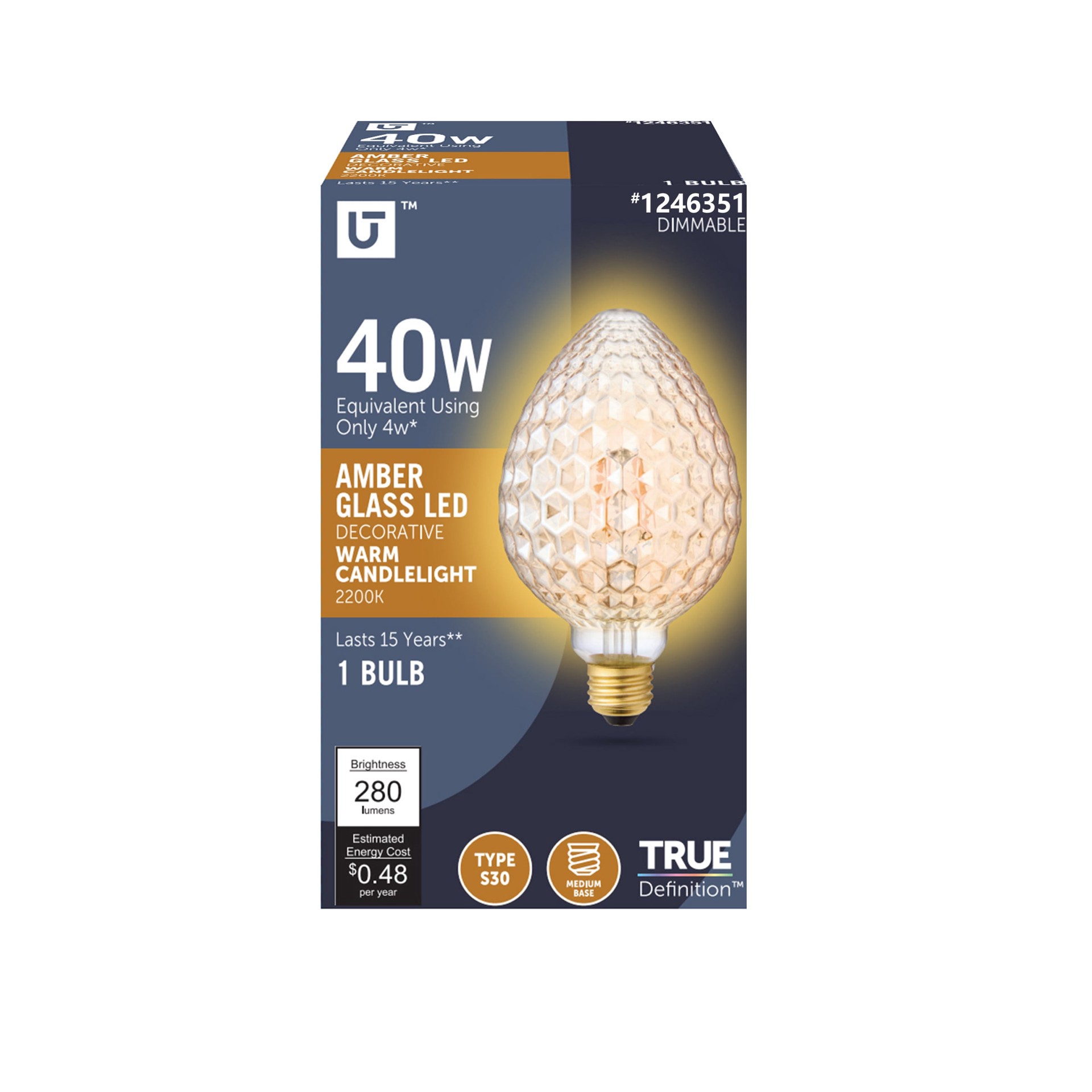 slide 1 of 4, Utilitech 40 -Watt EQ Warm white Medium base (E-26) LED General purpose Light Bulb, 1 ct
