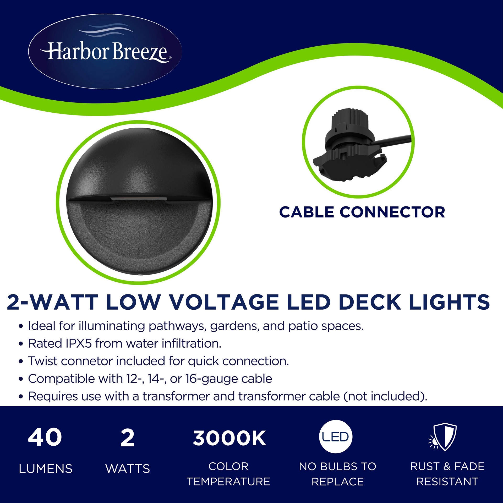 slide 4 of 6, Harbor Breeze Hardwired Black LED Outdoor Deck light 2 -Pack, 1 ct