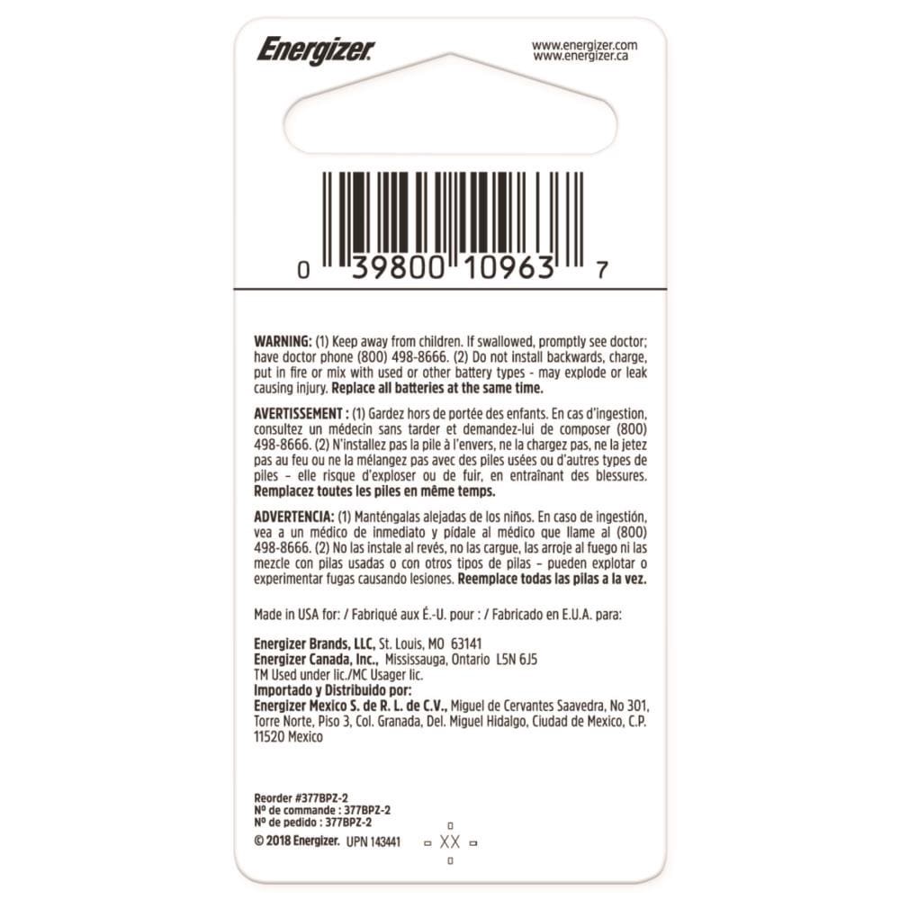 slide 3 of 4, Energizer Alkaline 377 Button Batteries 2 -Pack, 1 ct