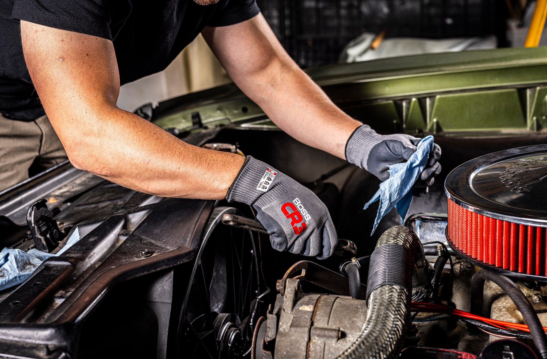 slide 6 of 6, Boss Large Nitrile dipped HPPE 1 -Pairs, 1 ct