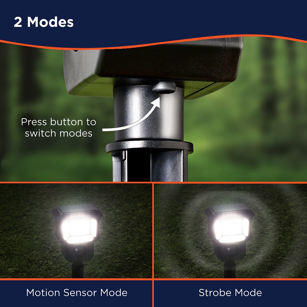 slide 6 of 6, Harbor Breeze 200 -Lumens 3.8 -Watt Matte Black Solar LED Outdoor Path Light with Motion Sensor ( 5000-K ), 1 ct