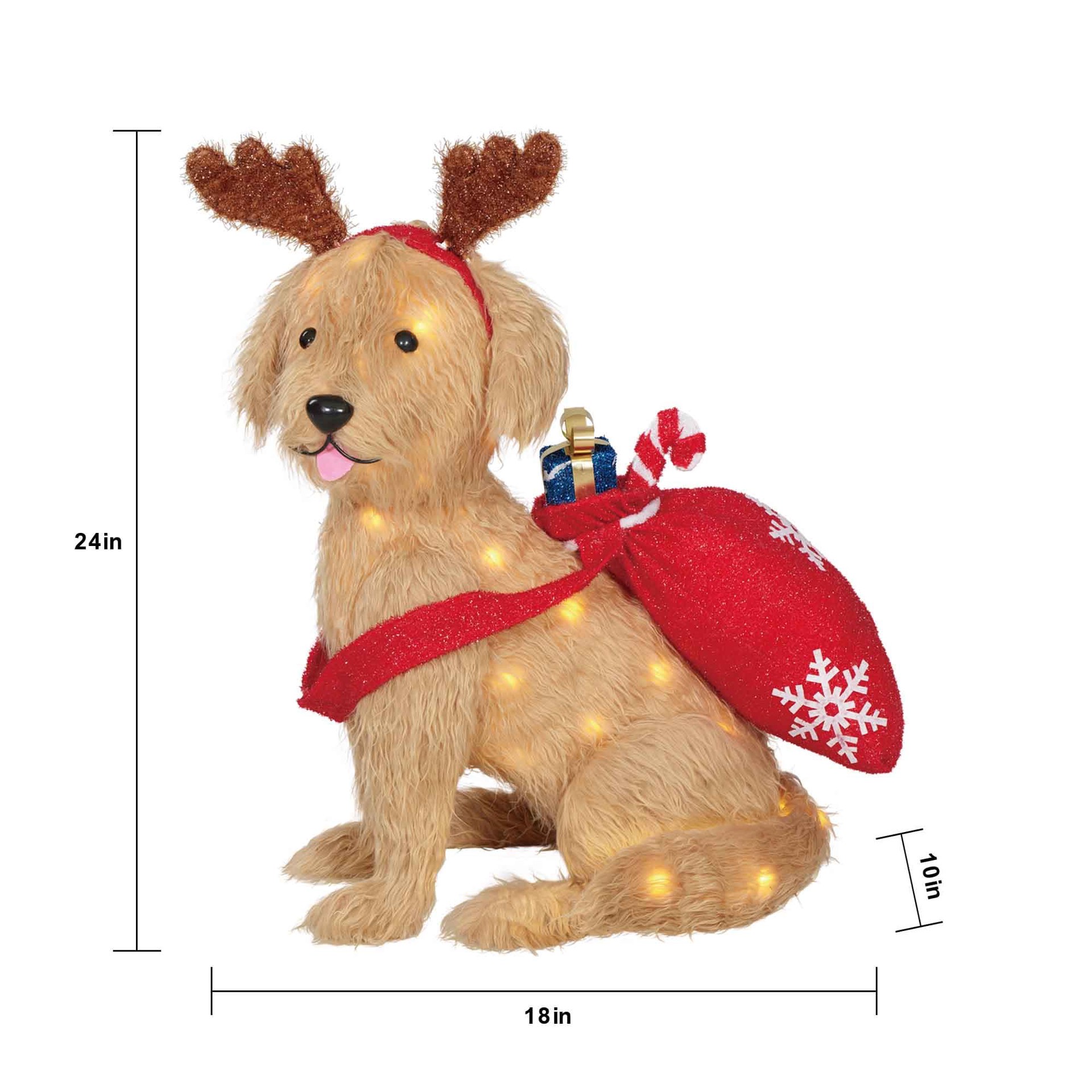 slide 3 of 4, Holiday Living 2-ft LED Retriever with Backpack Decoration, 1 ct