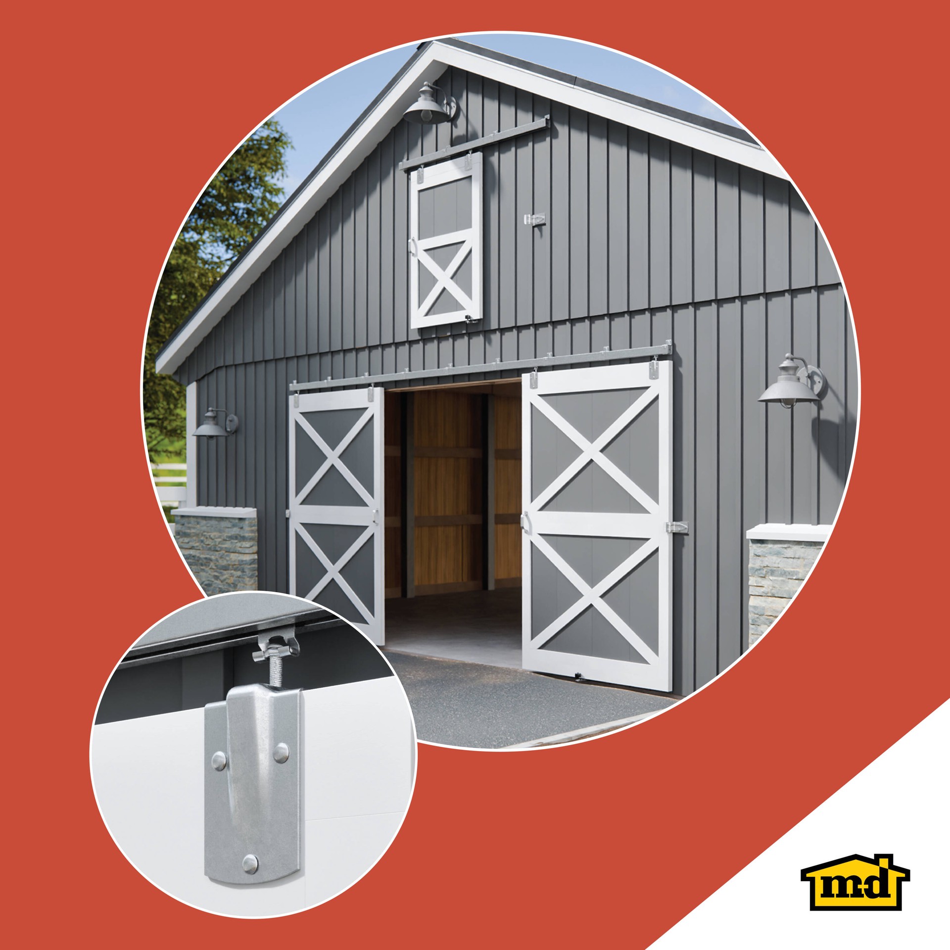 slide 3 of 6, M-D Mill Indoor/Outdoor Single Barn door hanger, 1 ct