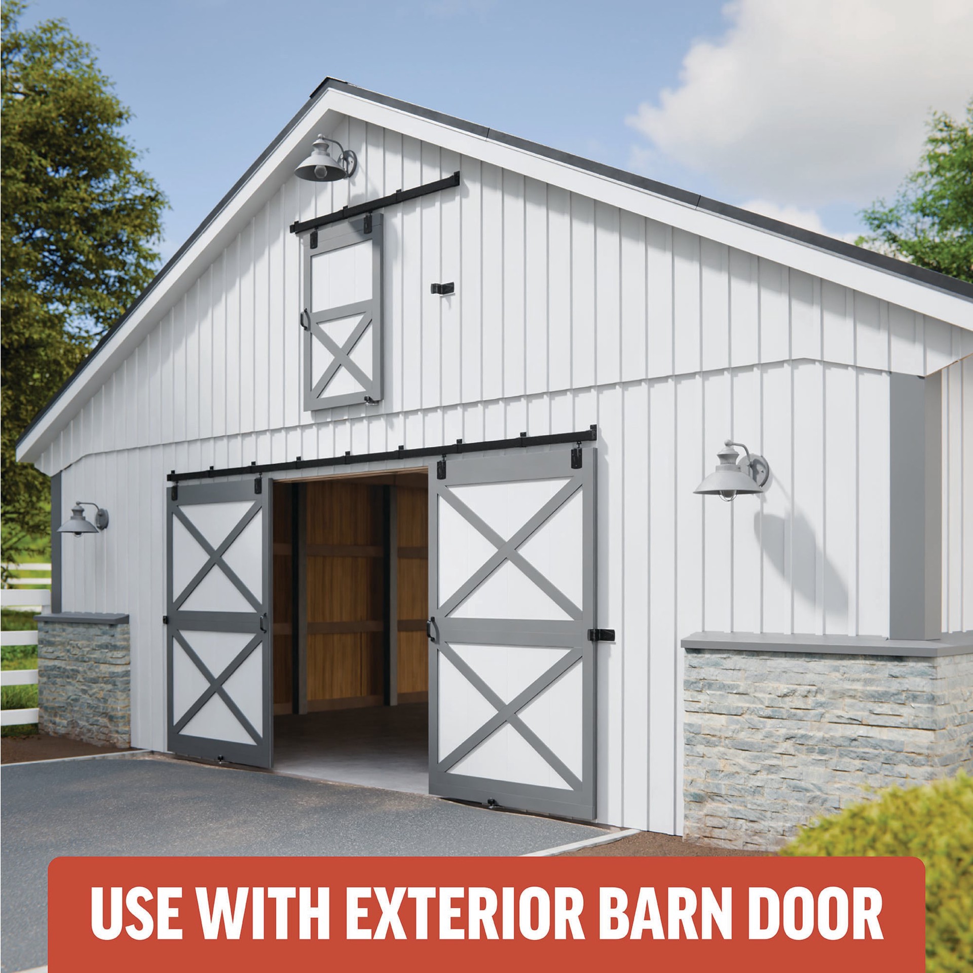 slide 4 of 6, M-D Mill Indoor/Outdoor Single Barn door hanger, 1 ct