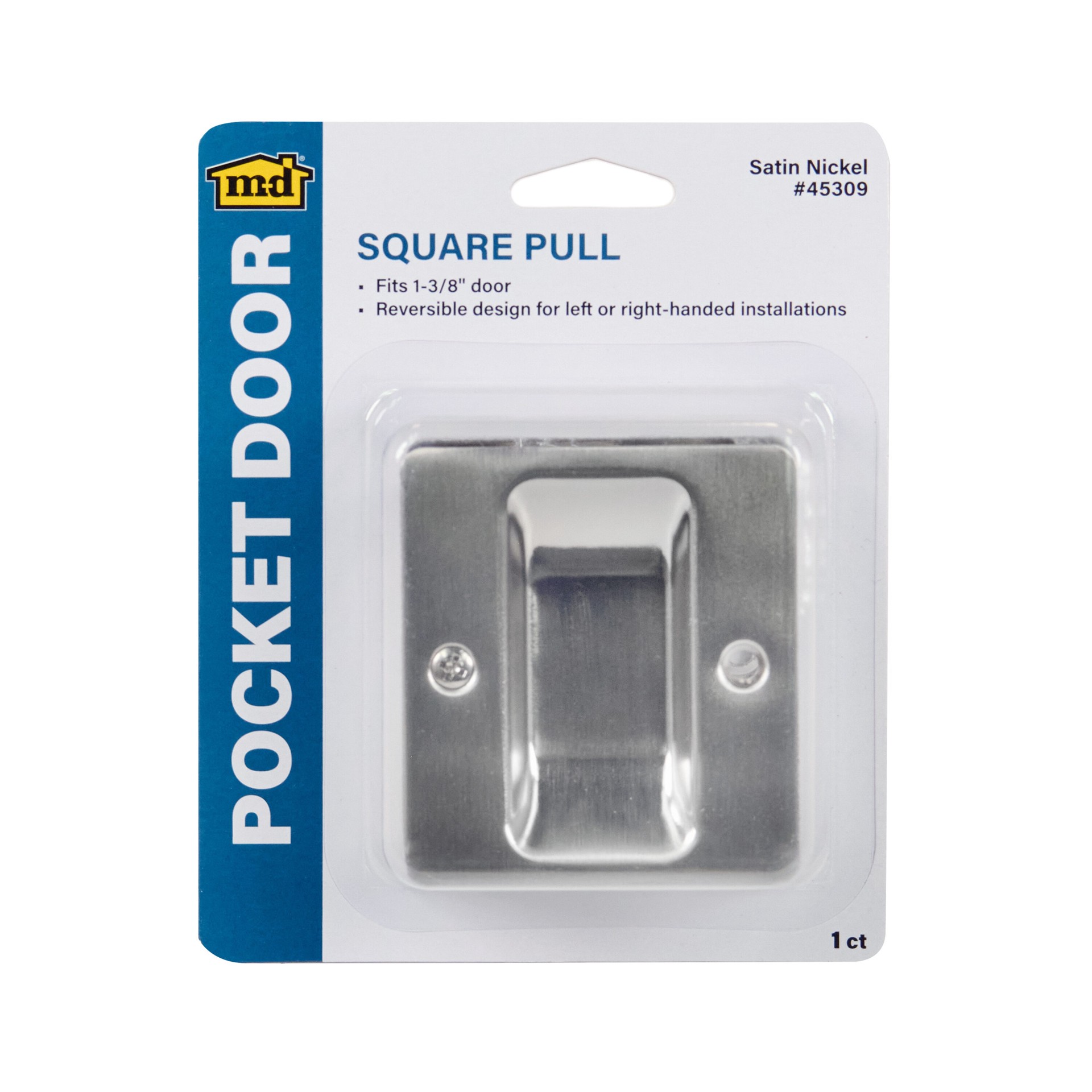 slide 6 of 6, M-D 1.375-in Satin nickel Pocket Door Pull, 1 ct