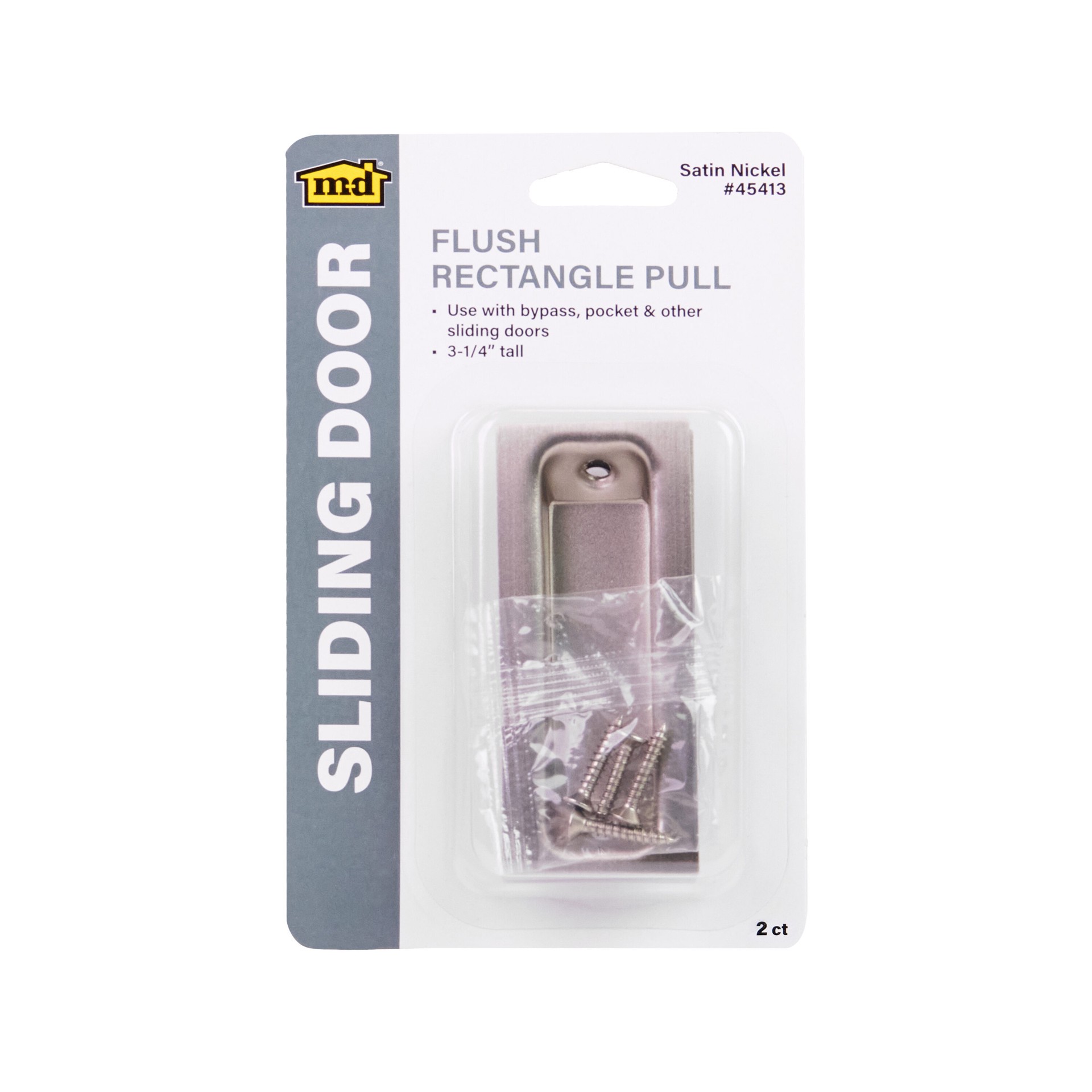 slide 6 of 6, M-D 1.375-in Satin Nickel Sliding Closet Door Door Pull ( 2 -Pack), 1 ct