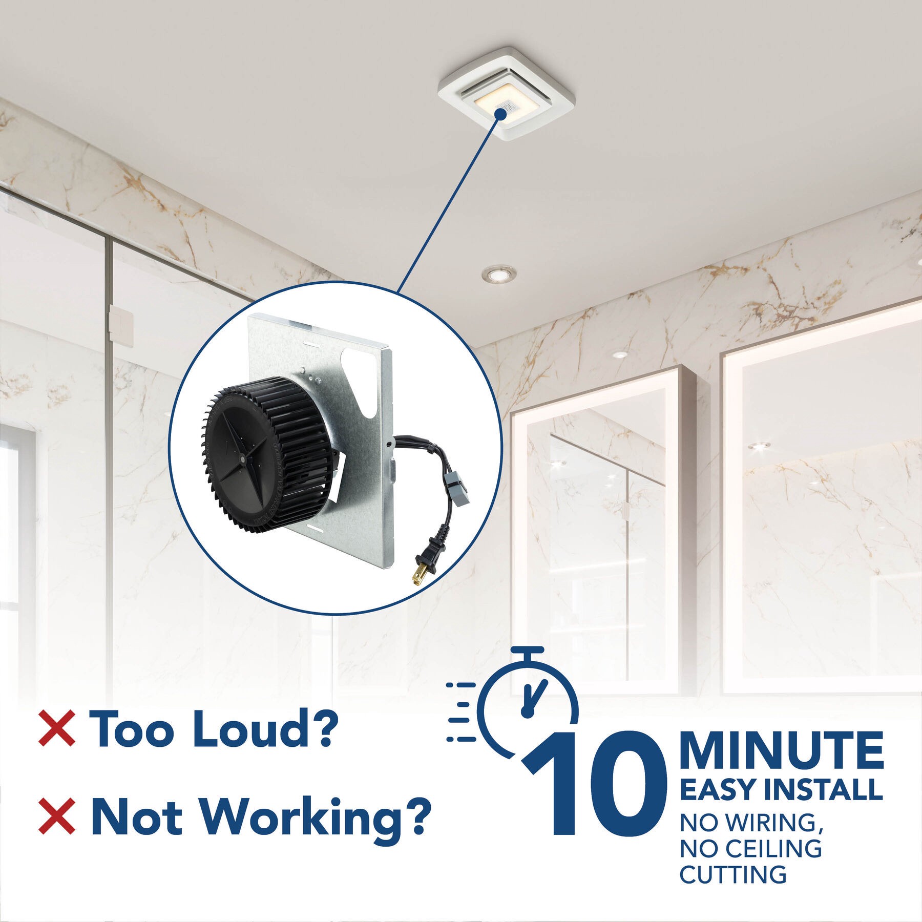 slide 3 of 6, Broan-NuTone 80 CFM, 2.5 Sones Assembly Kit Replacement Bath Fan Motor, 1 ct