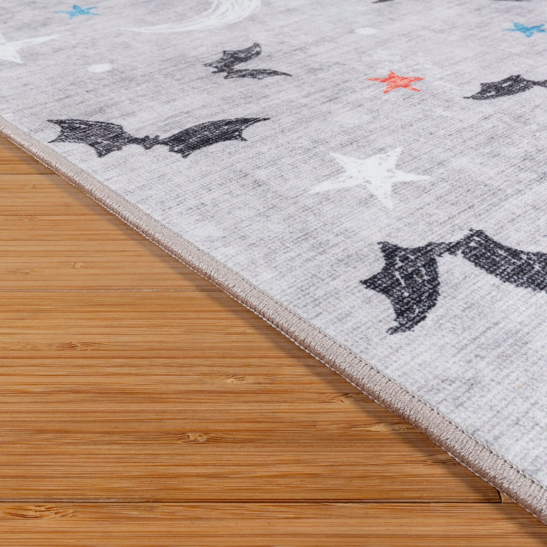 slide 6 of 6, Haunted Living Halloween 2025 3 x 5 (ft) Loomed Bats Rectangular Indoor Abstract Global Machine washable Pet Friendly Area rug, 1 ct