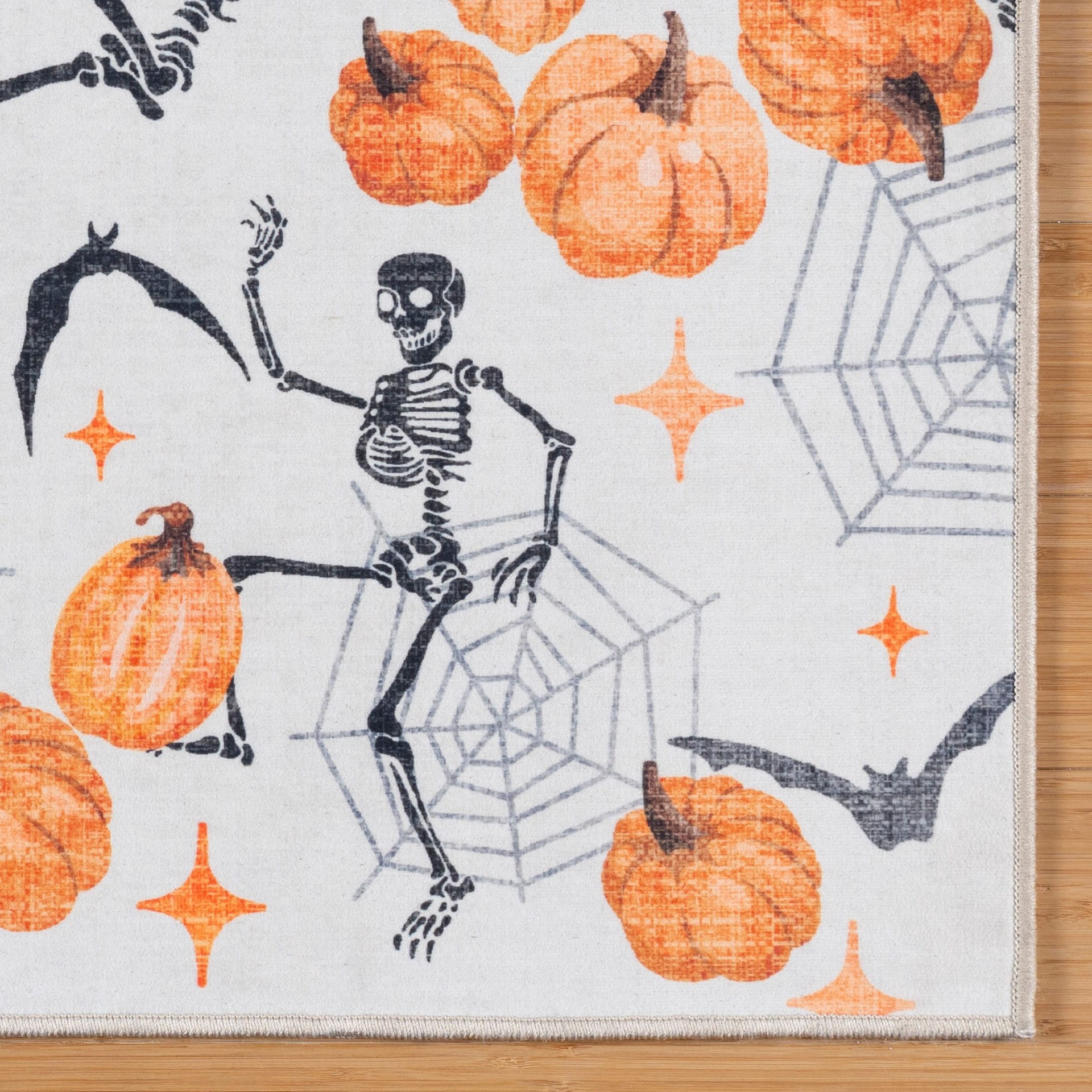 slide 4 of 6, Haunted Living Halloween 2025 3 x 5 (ft) Loomed Skeletons Rectangular Indoor Abstract Global Machine washable Pet Friendly Area rug, 1 ct