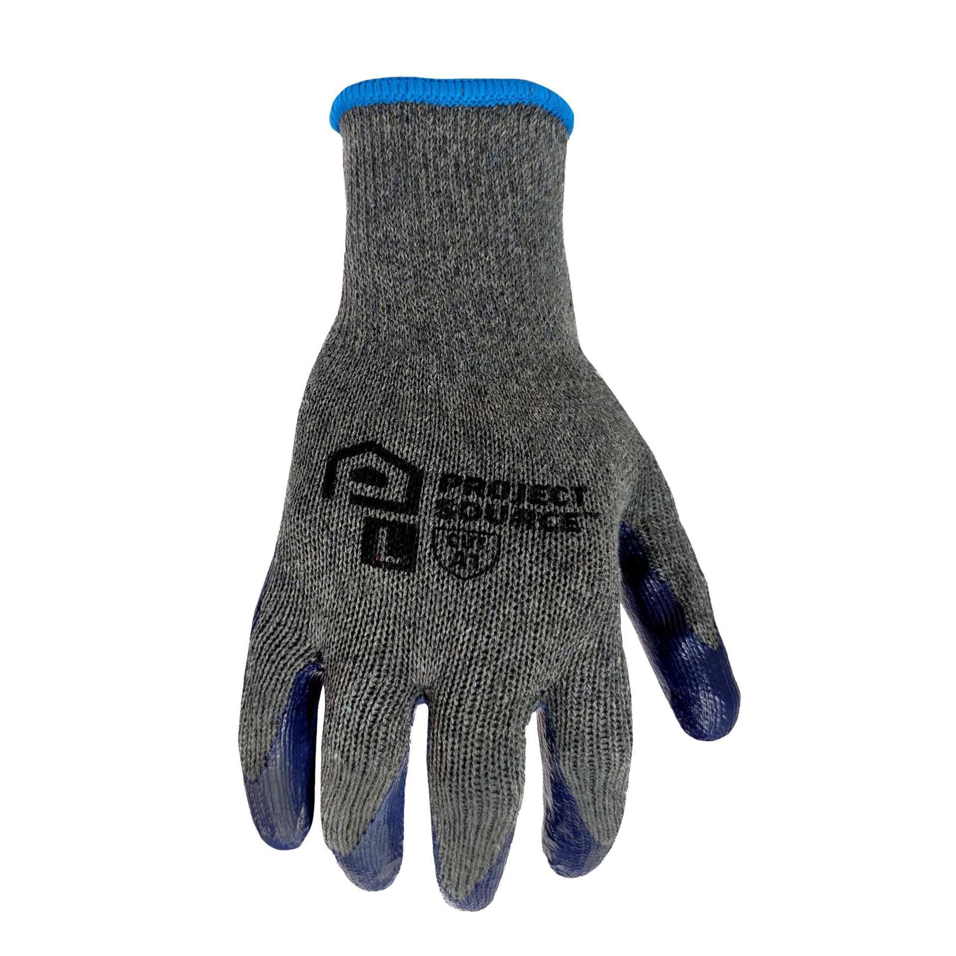 slide 2 of 4, Project Source Large Blue Latex dipped Poly/Cotton Construction Gloves 8 -Pairs, 1 ct