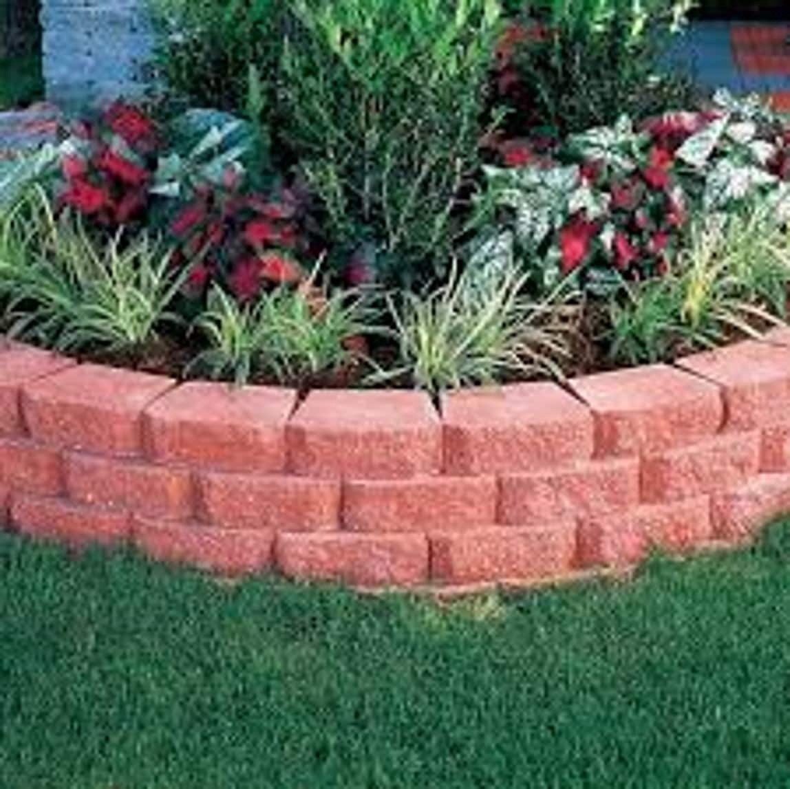 slide 5 of 5, 4-in H x 12-in L x 7-in D Red Concrete Retaining wall block, 1 ct