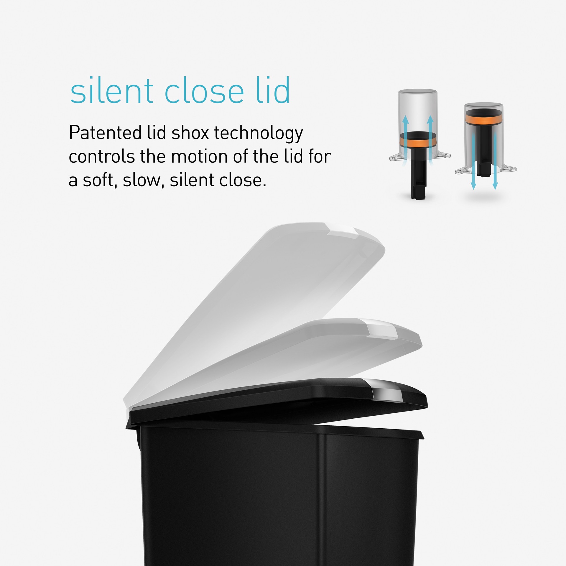 slide 3 of 6, simplehuman 40 Liter Black Plastic Wheeled Indoor/Outdoor Kitchen Step Trash Can, 1 ct