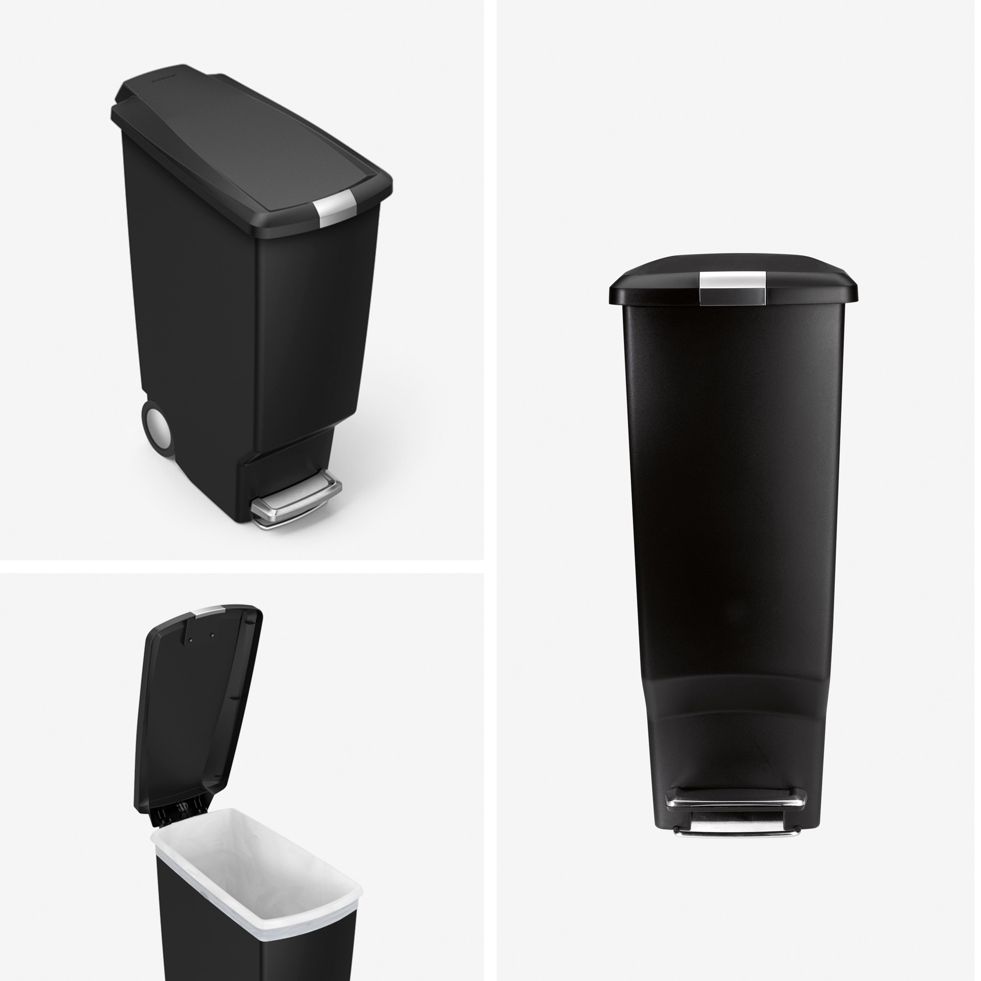slide 6 of 6, simplehuman 40 Liter Black Plastic Wheeled Indoor/Outdoor Kitchen Step Trash Can, 1 ct