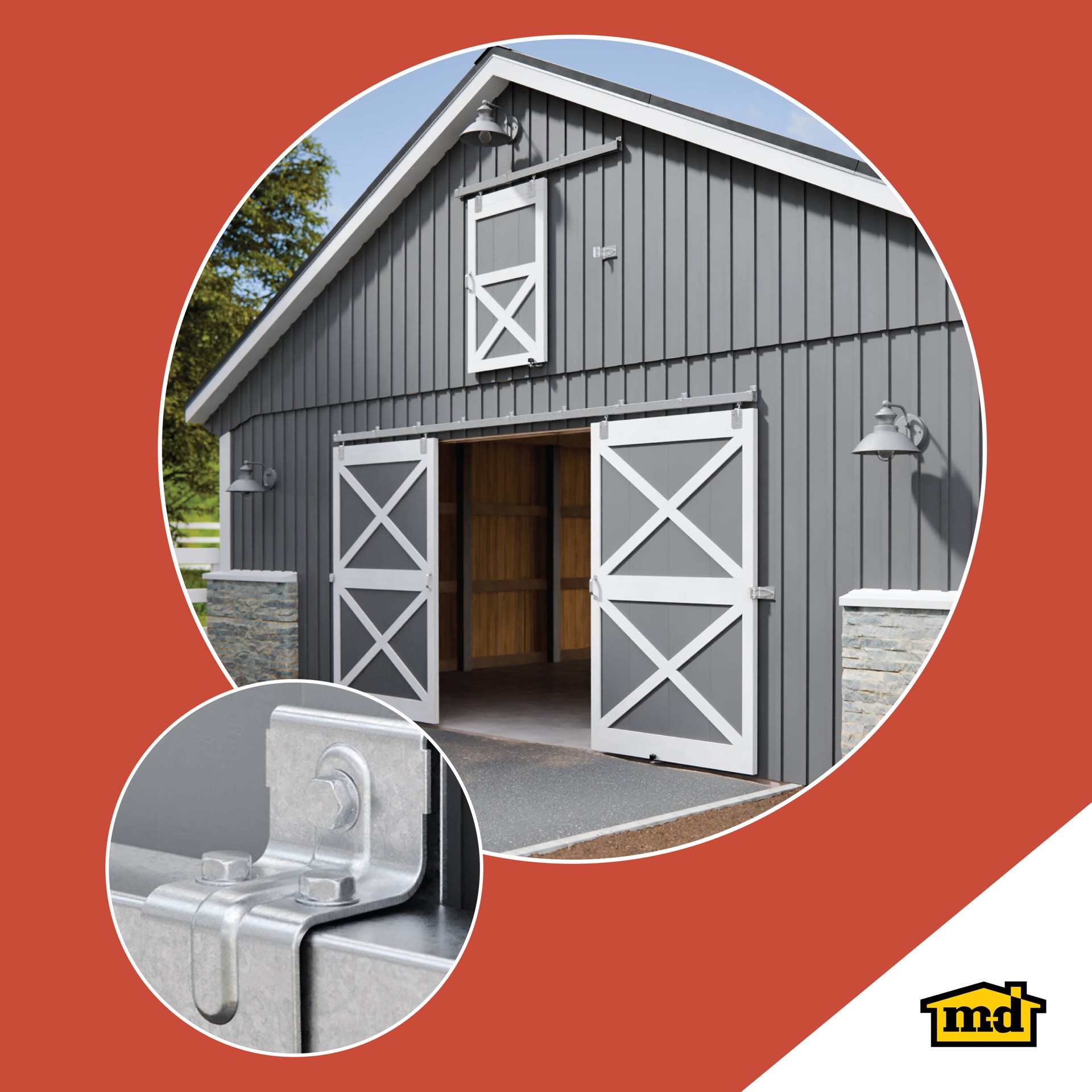 slide 3 of 6, M-D Mill Indoor/Outdoor Single Barn door hardware kit, 1 ct