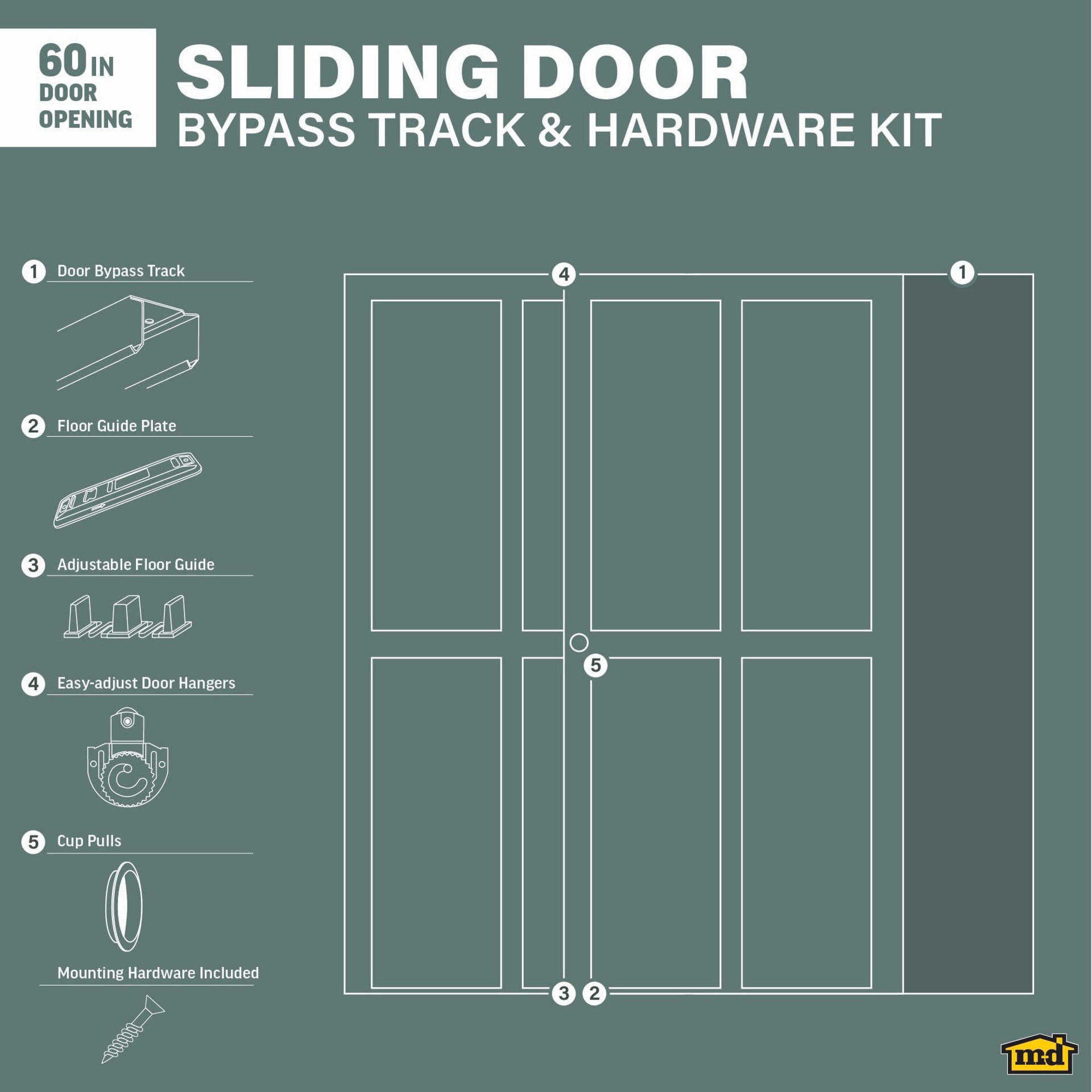 slide 2 of 6, M-D 8 -Piece 60-in Bi-pass door Sliding Closet Door Track kit, 1 ct