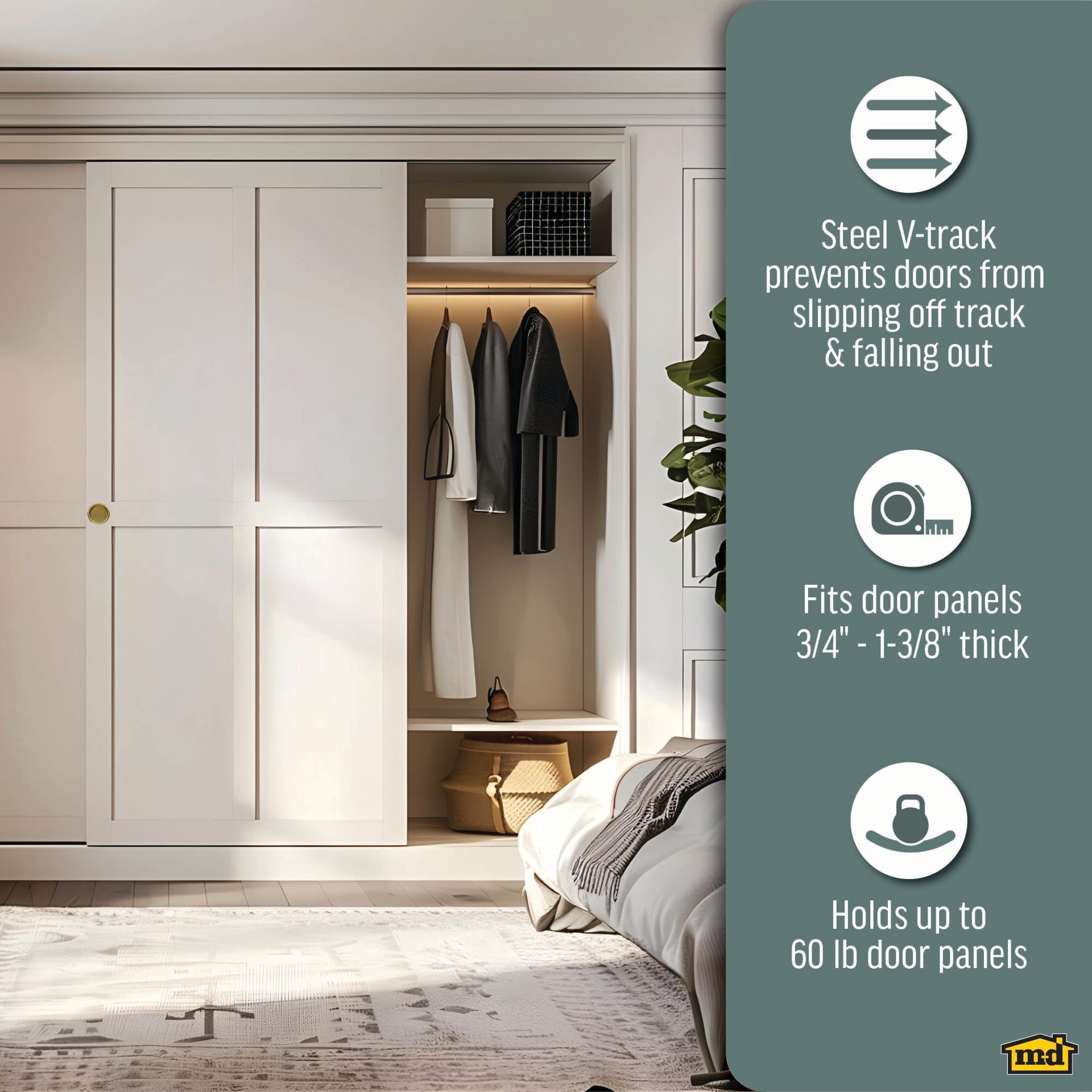 slide 3 of 6, M-D 8 -Piece 60-in Bi-pass door Sliding Closet Door Track kit, 1 ct