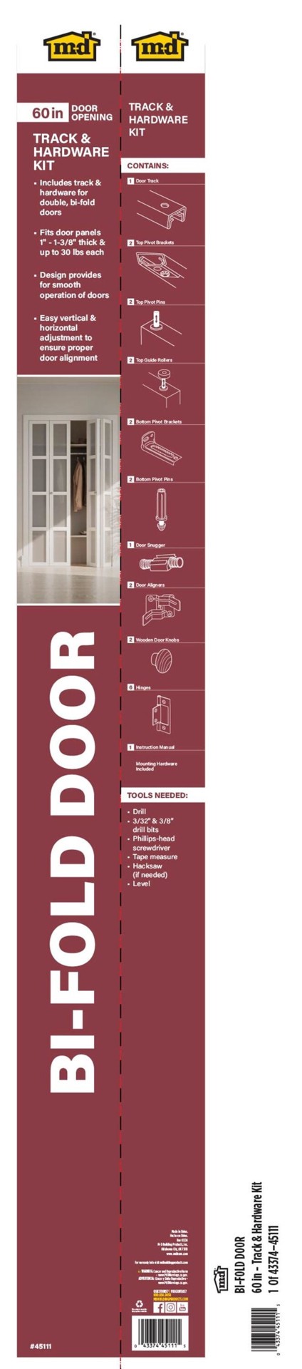 slide 6 of 6, M-D 60-in Bifold Closet Door Track kit, 1 ct