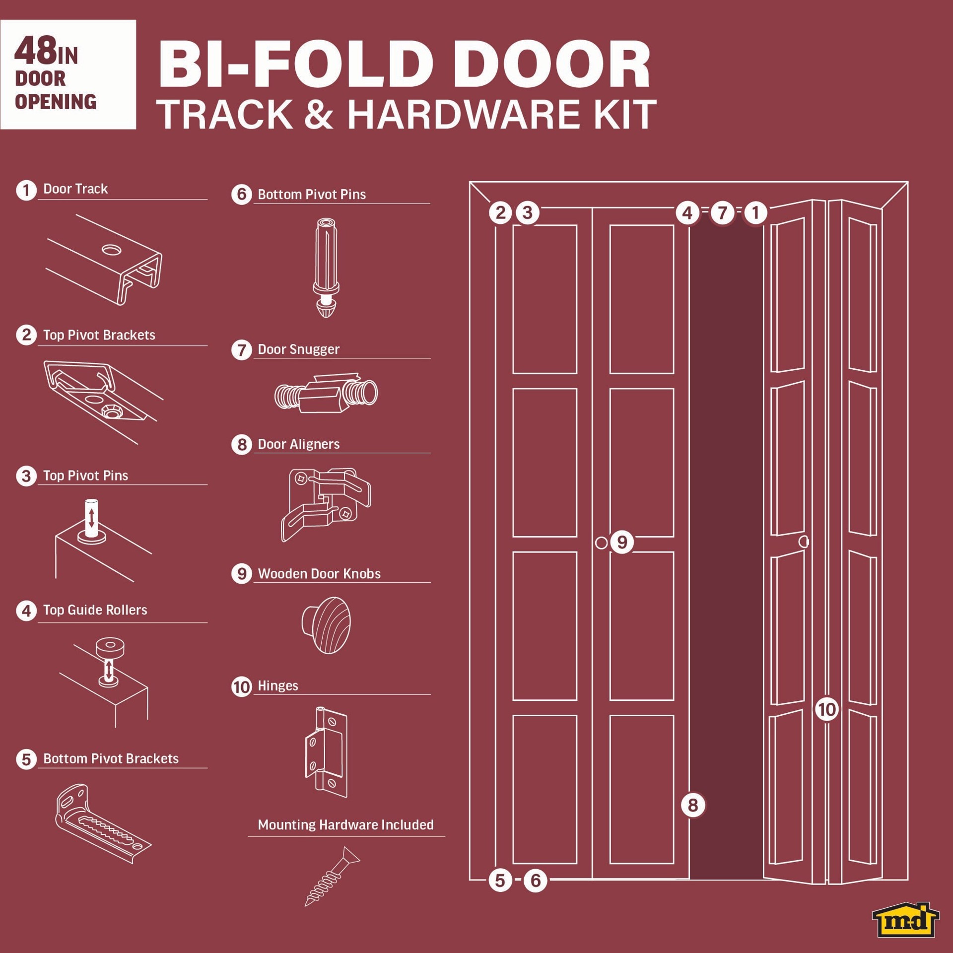 slide 2 of 6, M-D 48-in Bifold Closet Door Track kit, 1 ct