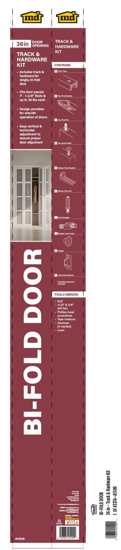 slide 6 of 6, M-D 36-in Bifold Closet Door Track kit, 1 ct