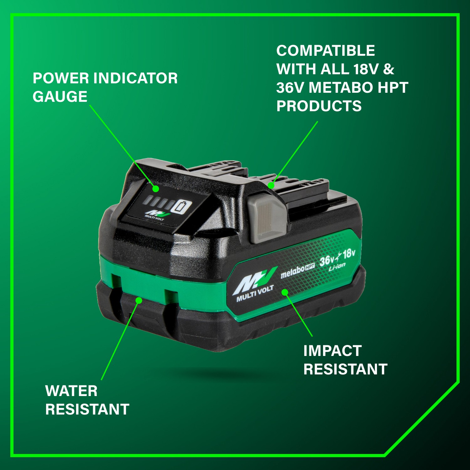 slide 3 of 6, Metabo HPT 36 -Volt 1 -Pack Lithium-ion ( 5 Ah Battery ), 1 ct
